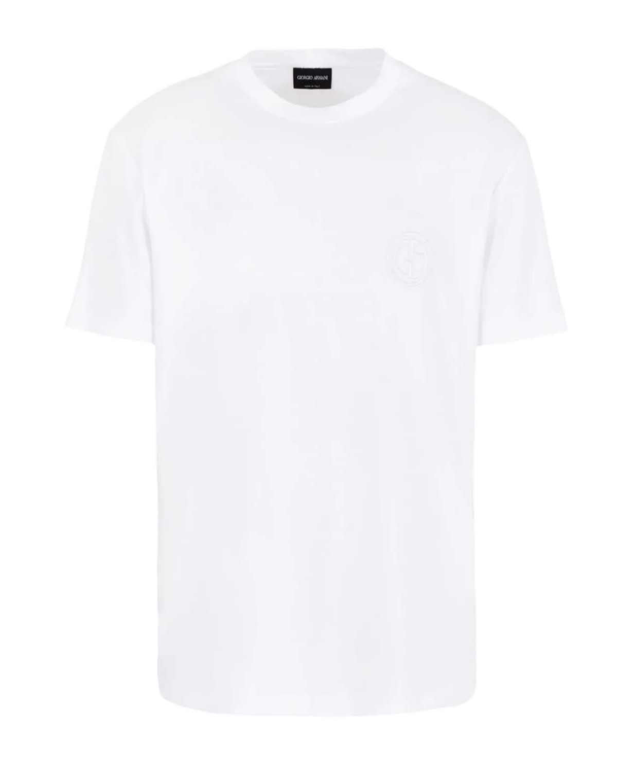 Shop Giorgio Armani Monogram-embroidered Cotton T-shirt In White