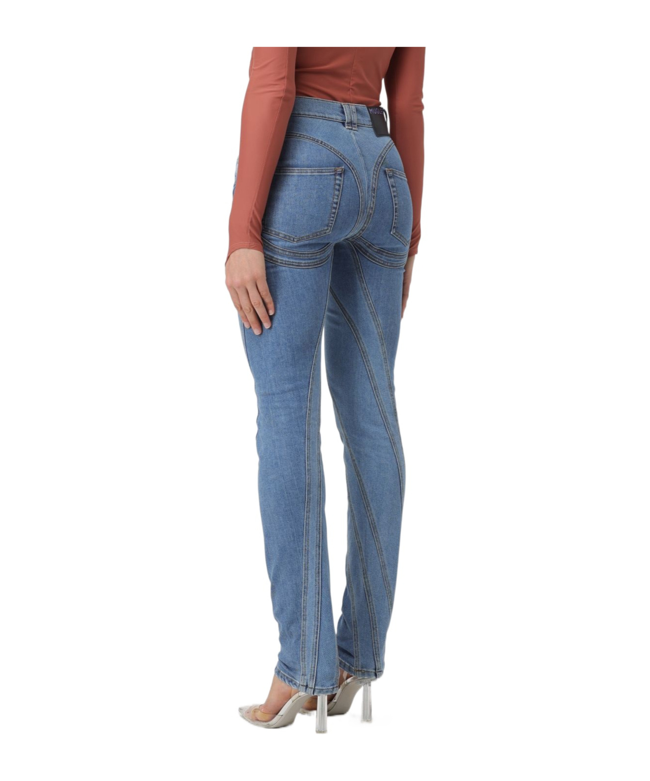 Mugler Spiral Skinny Jeans In Blue