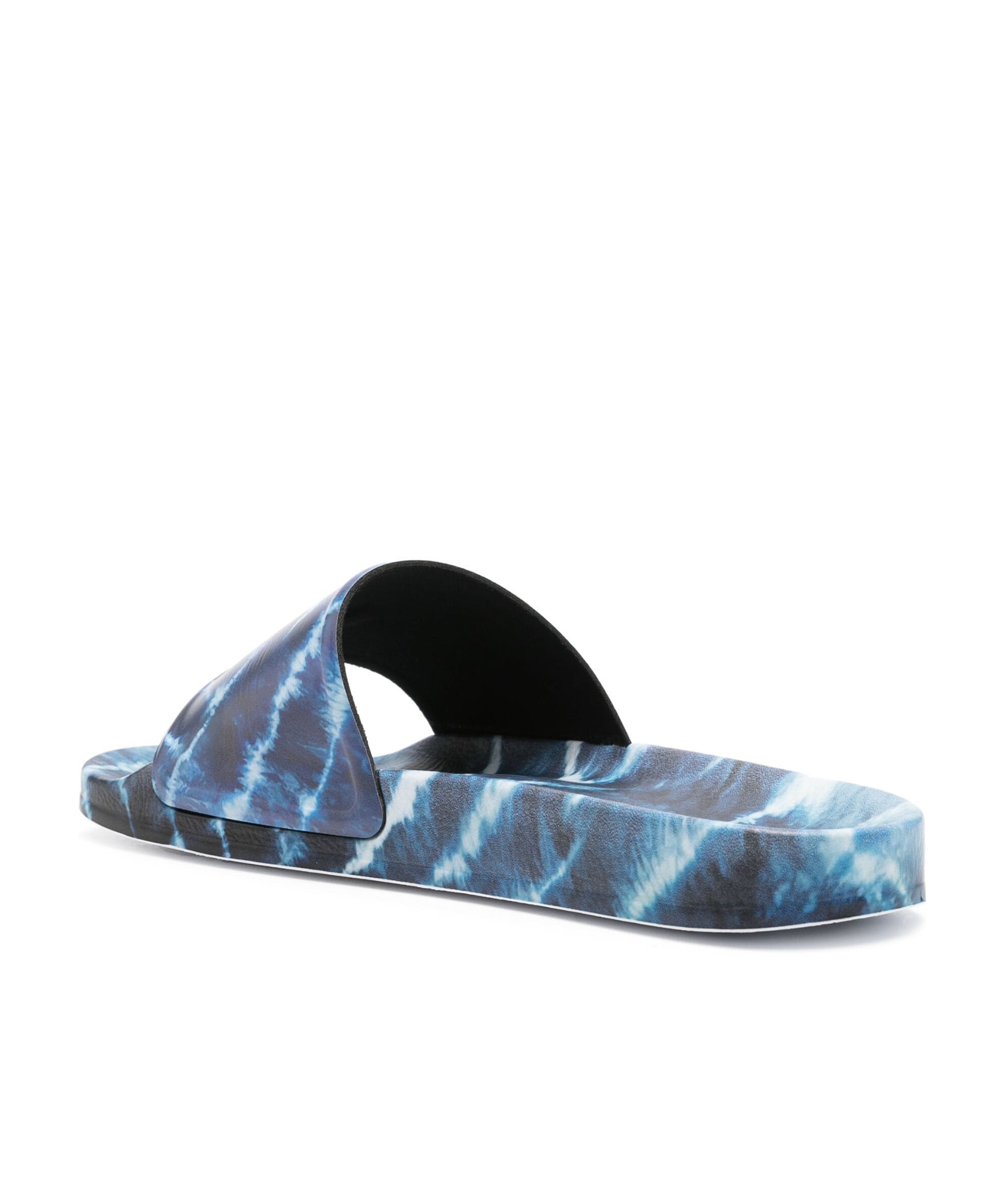 Marcelo Burlon County Of Milan Aop Soundwaves Logo-embossed Slides In Blue