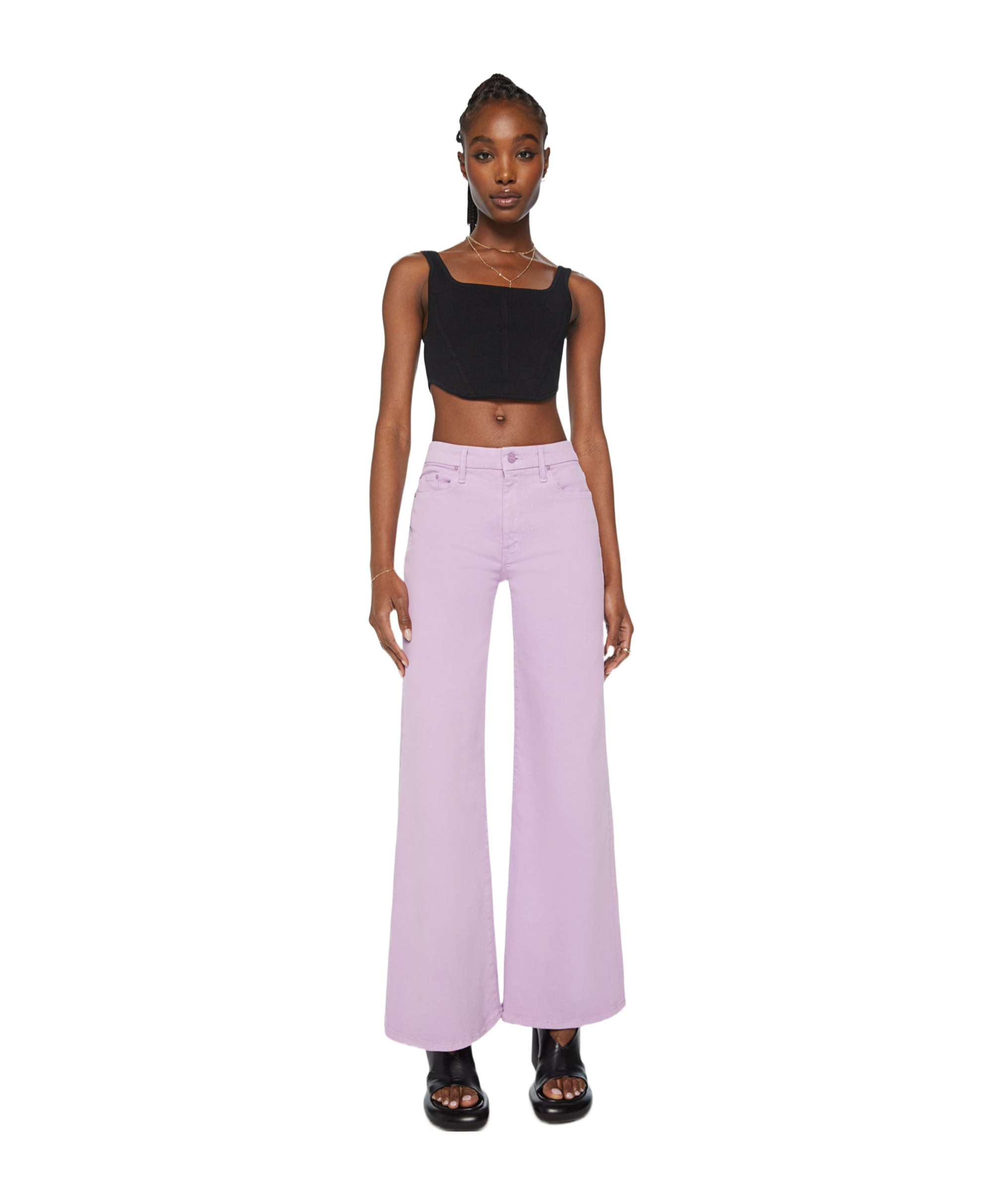 Mother The Roller Sneak Flared Jeans In Purple