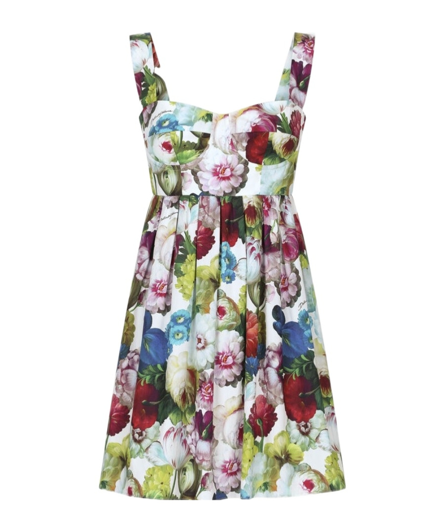 Dolce & Gabbana Sicilian Patchwork Mini Flared Dress In Multicolor