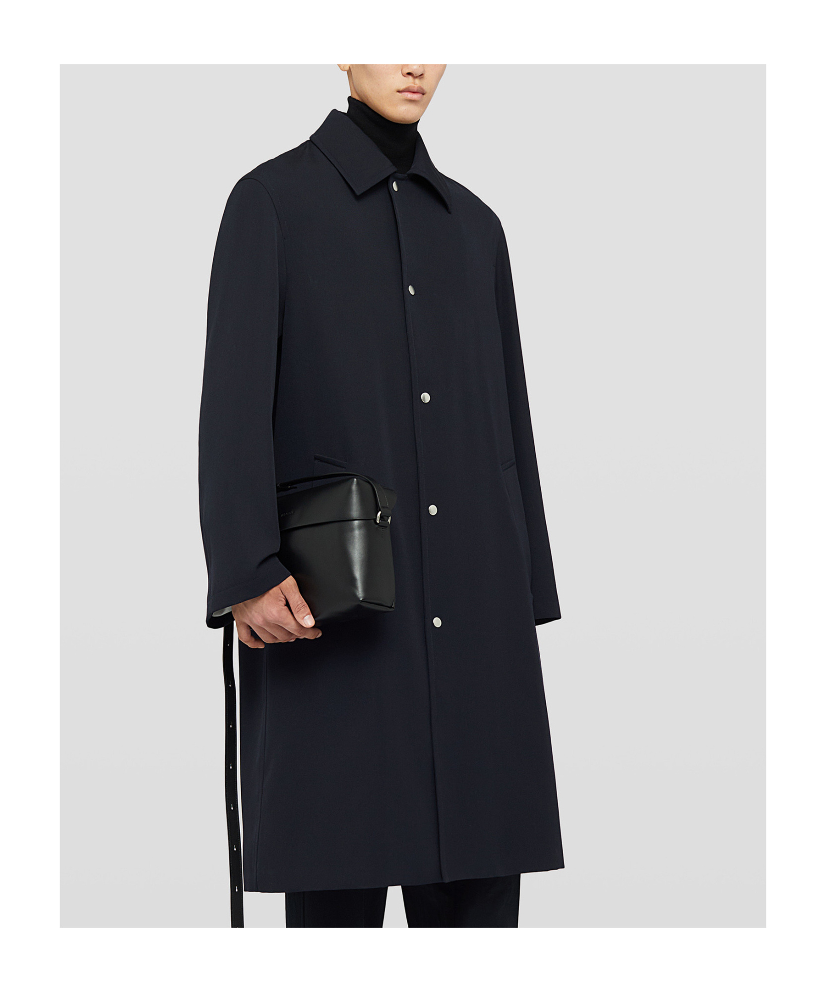 Jil Sander Single-breasted Gabardine Wool Coat In Black