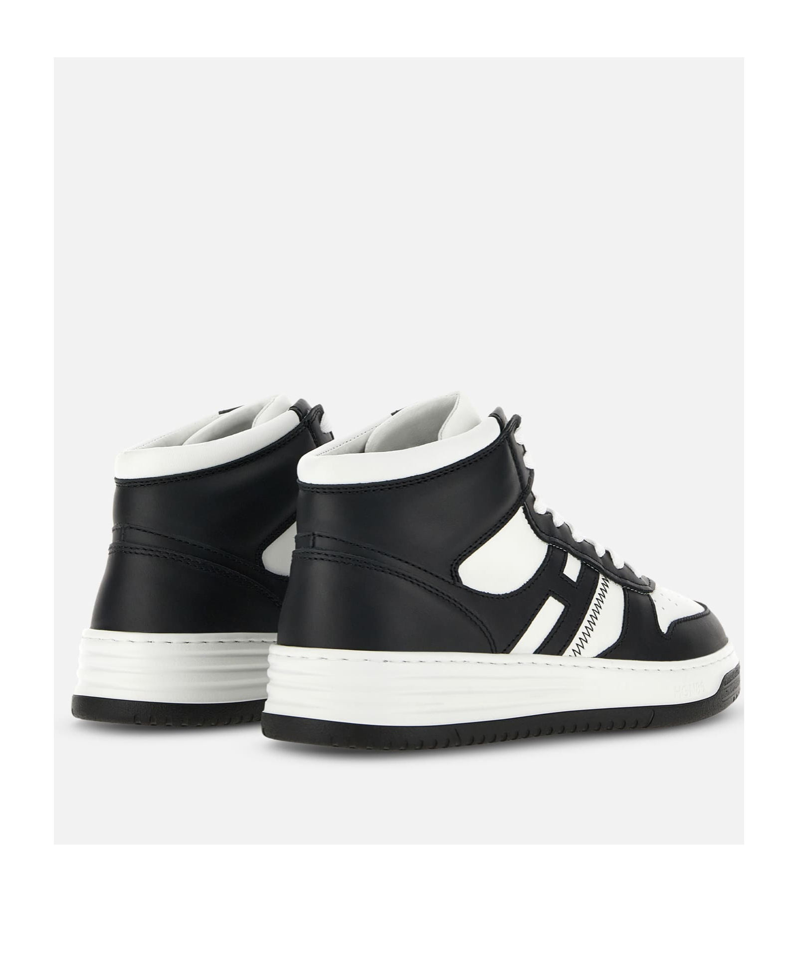 Hogan High-top Sneakers With Zigzag Stitch Detail In Black