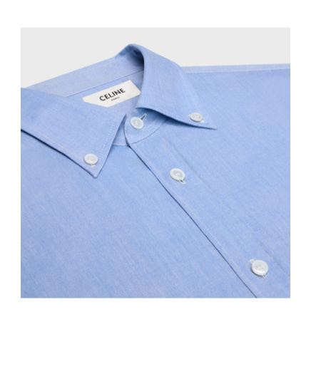 Celine Logo Long-sleeved Shirt In Blue