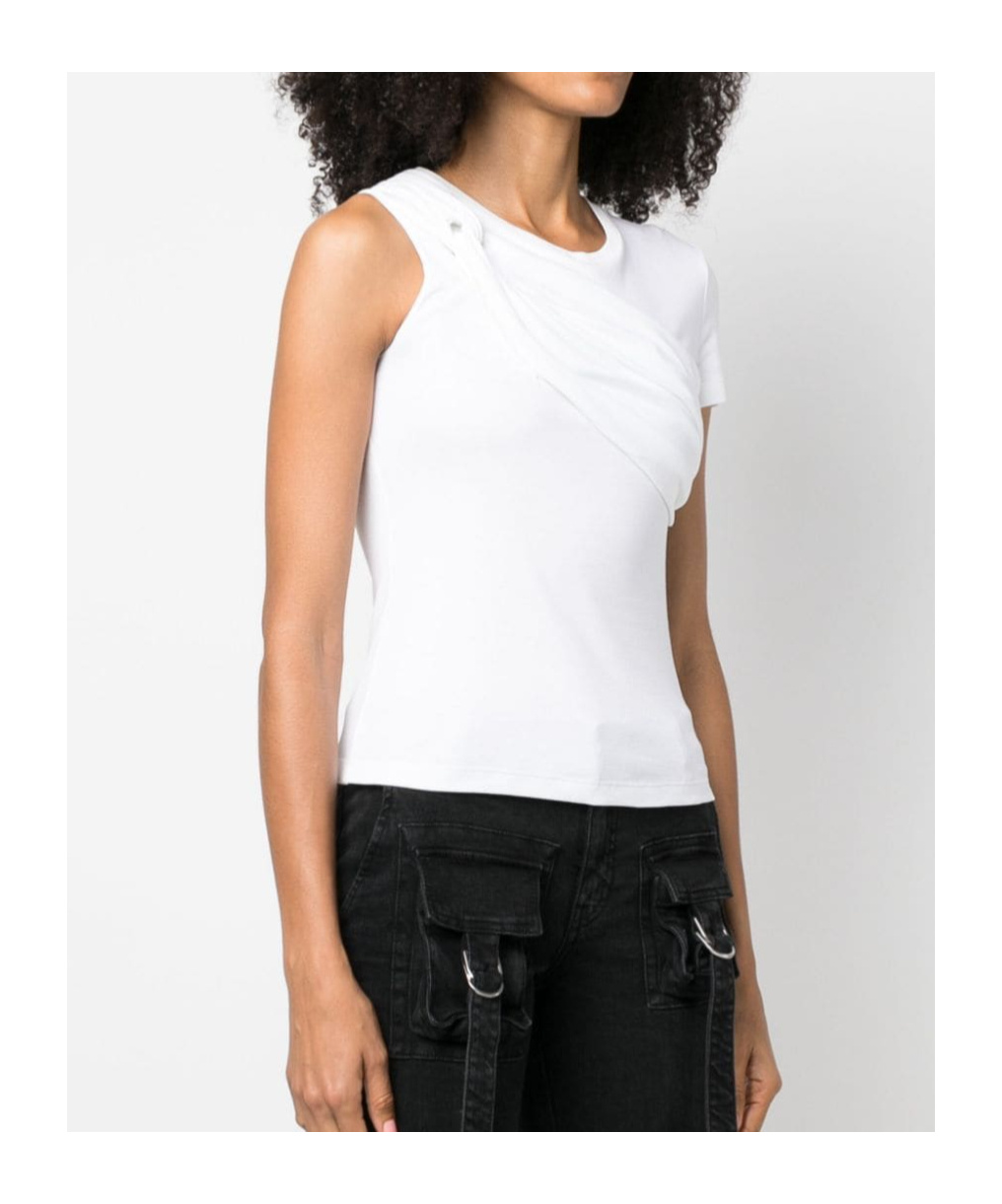 Blumarine Twist-detail Cotton T-shirt In White