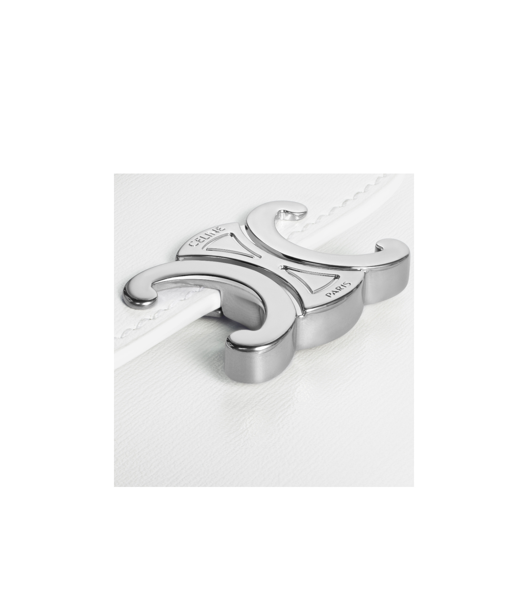 Celine Small Wallet Triomphe In Shiny Calfskin In White