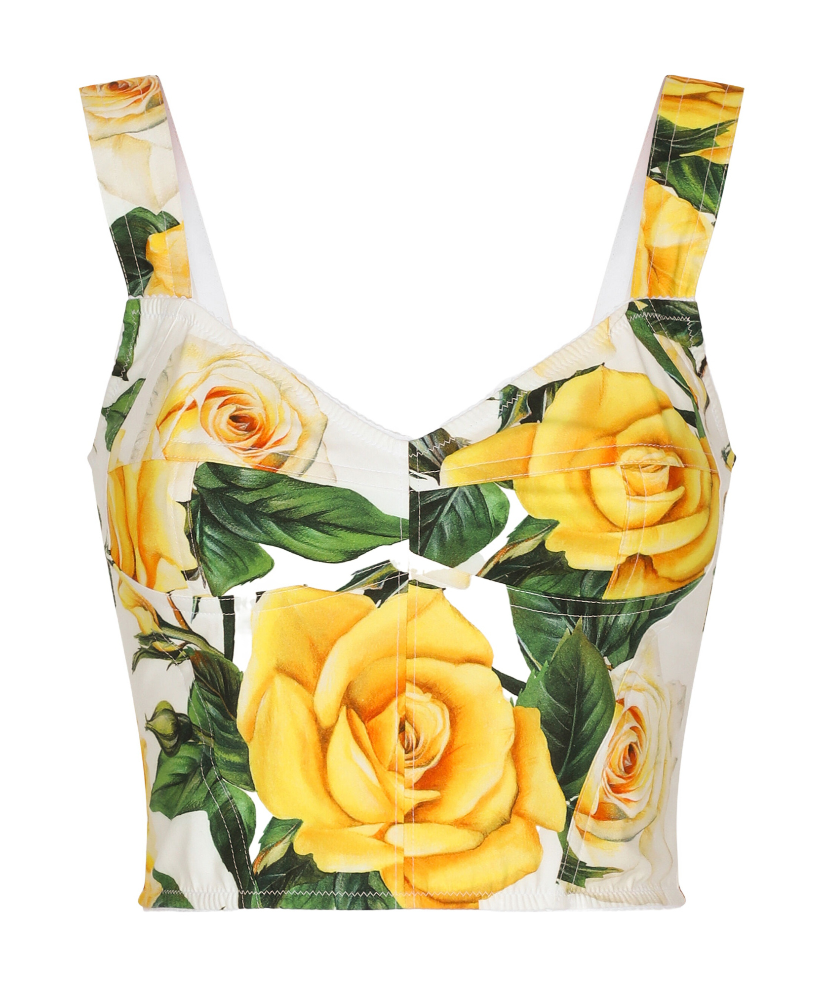 Dolce & Gabbana All-over Print Top Bustier In Yellow
