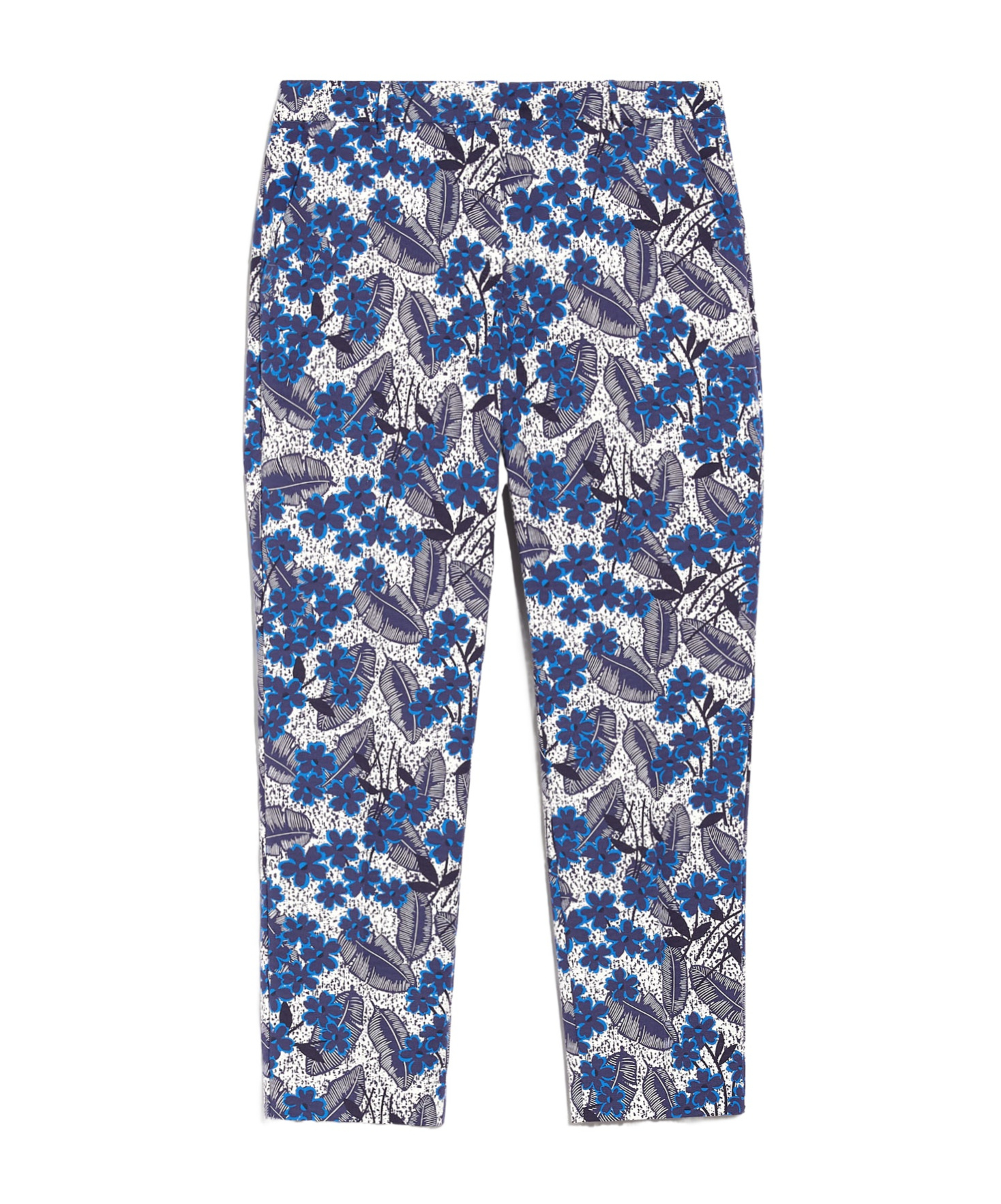 Weekend Max Mara Floral Printed Cropped Trousers In Blue