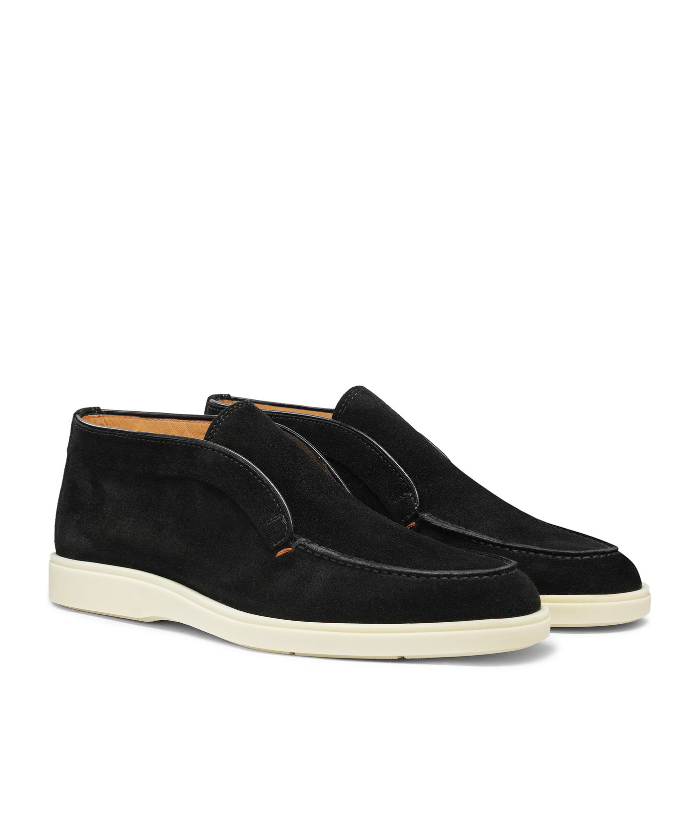 Santoni Midnight Blue Suede Digits Ankle Boots In Black