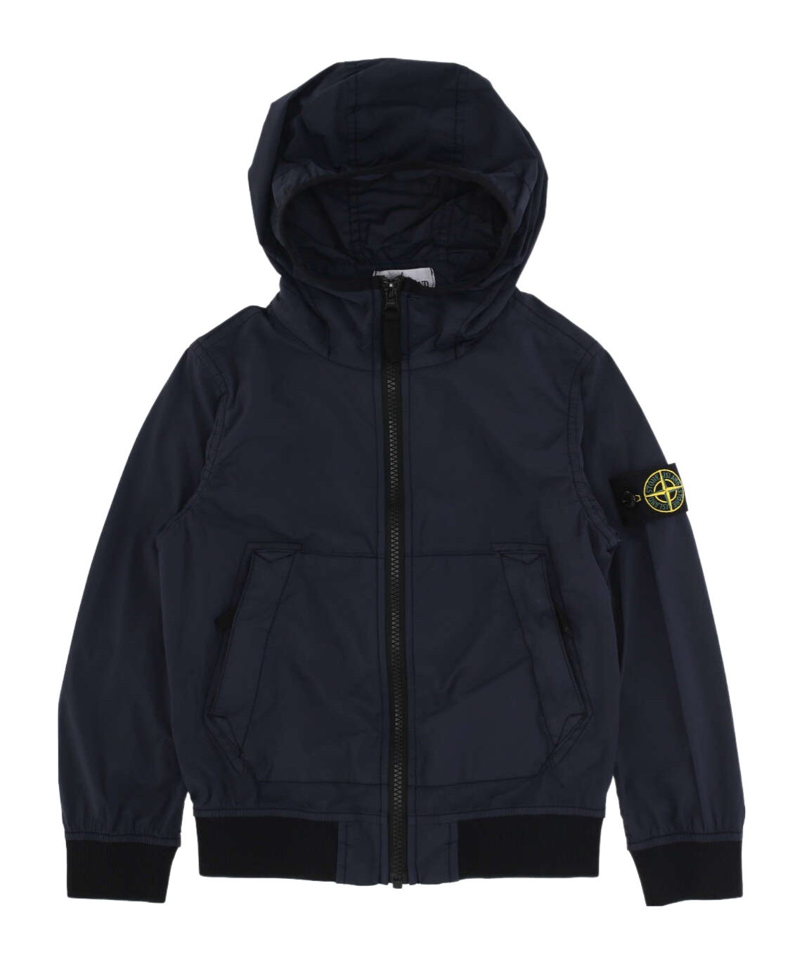 Stone Island Hooded Long-sleeved Zipper Casual Jacket In Blue