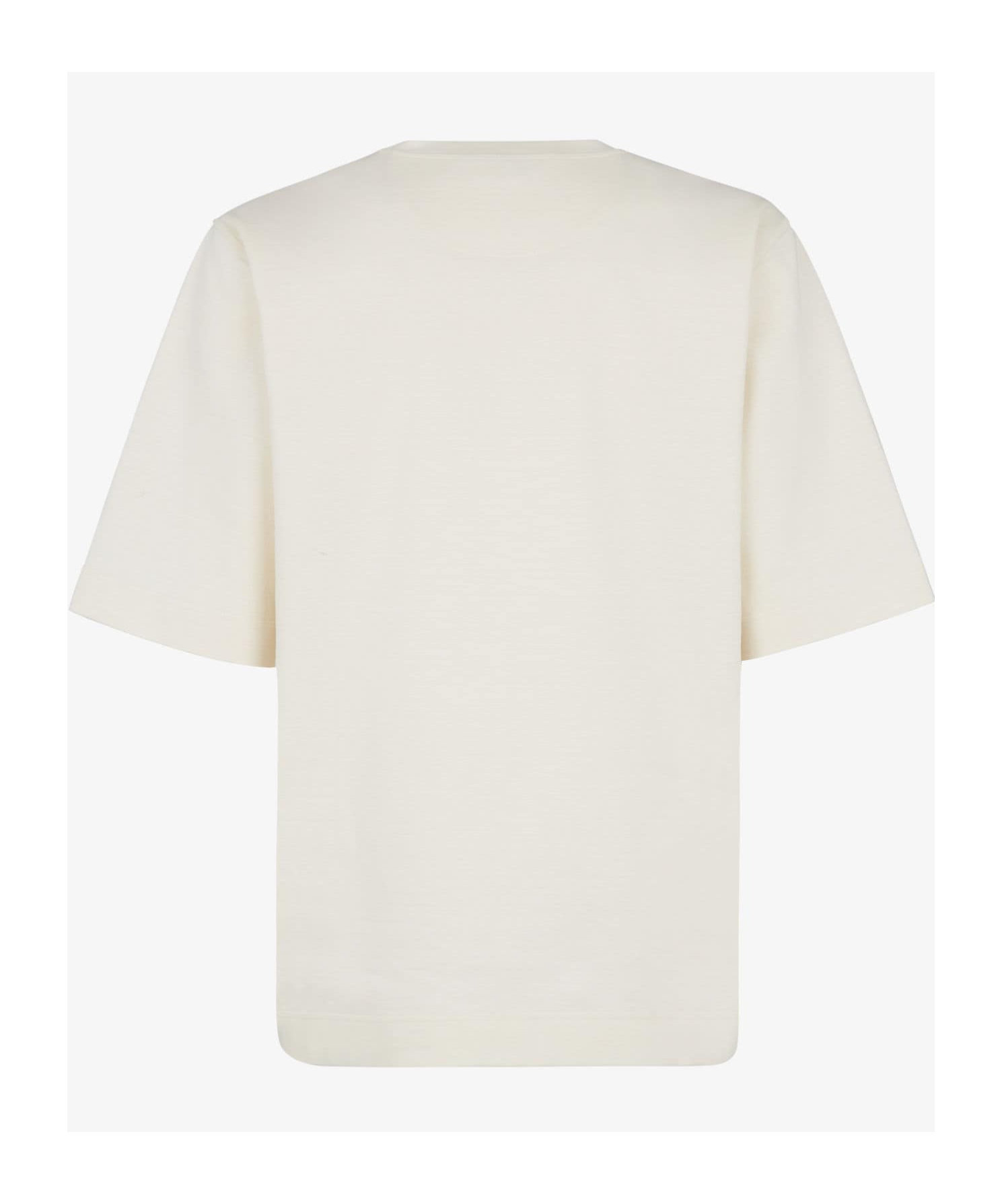 Fendi Embroidered Logo Crew Neck Cotton T-shirt In White