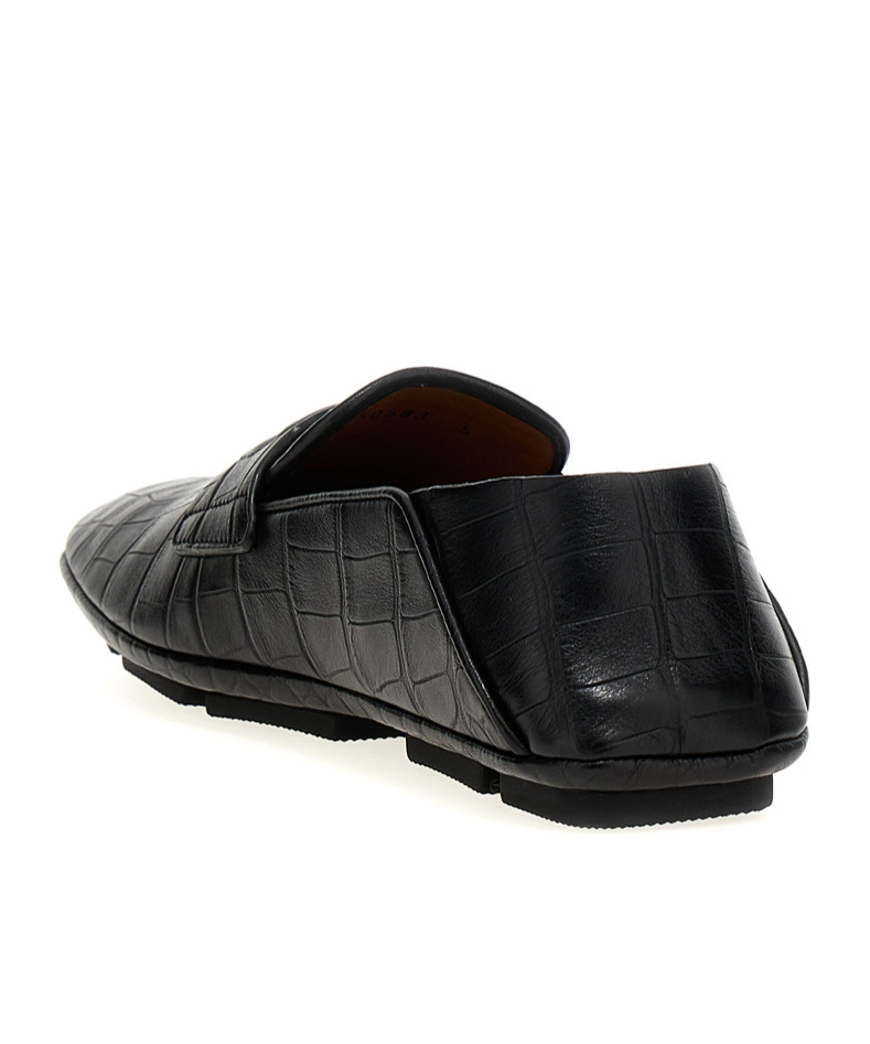 Dolce & Gabbana Dg Logo Embossed-crocodile Leather Loafers In Black