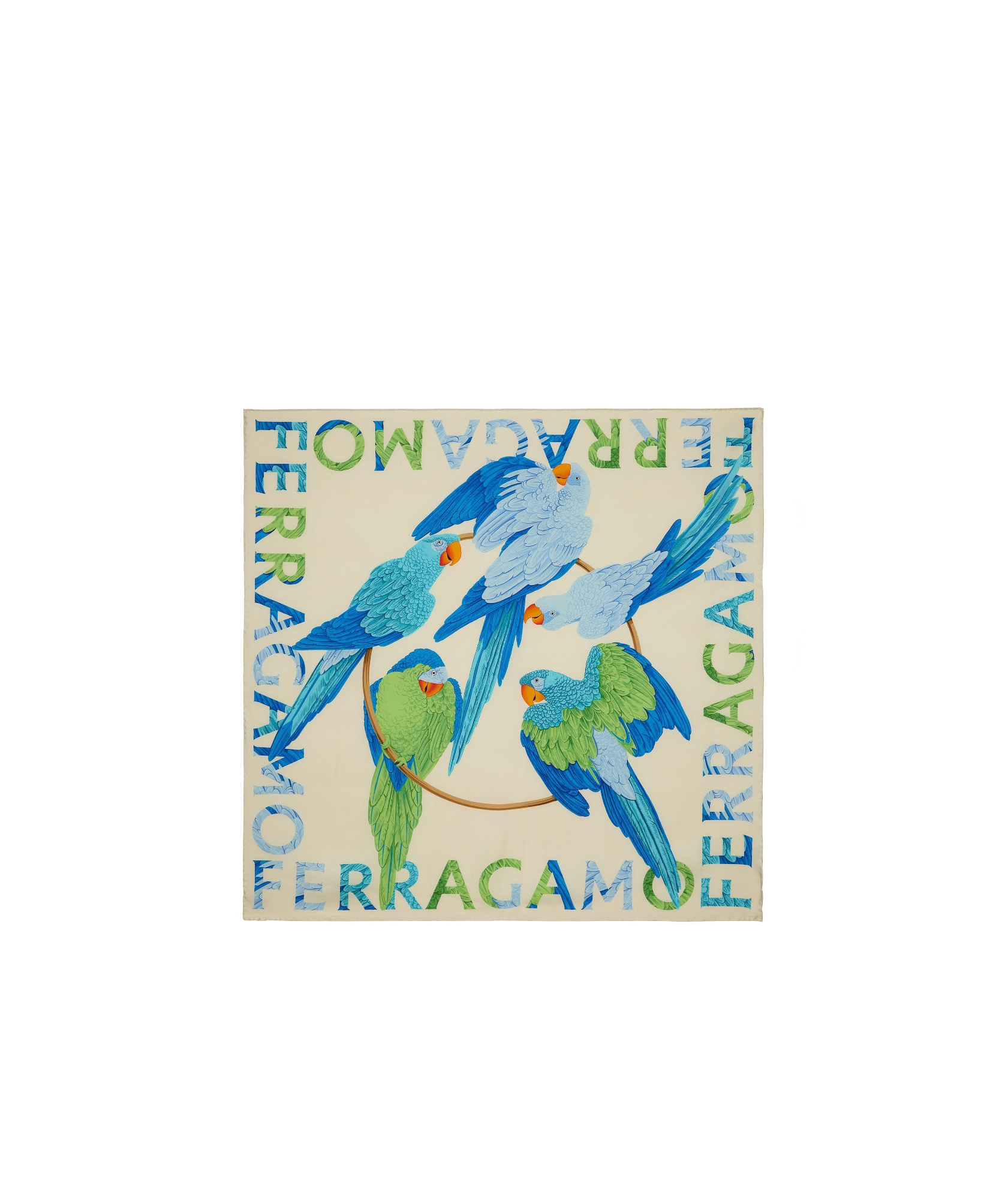 Ferragamo Parrot Printed Scarf In Nude