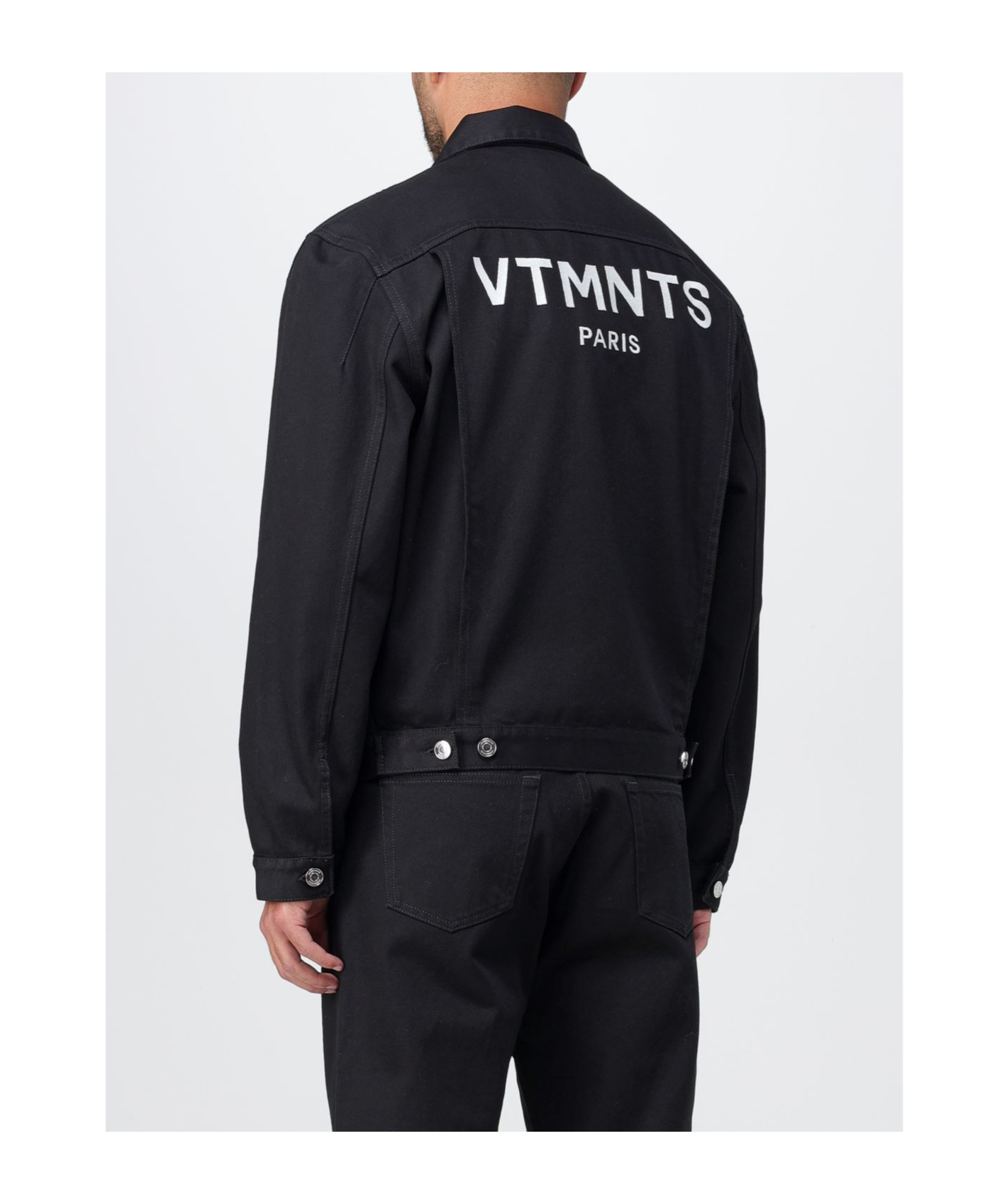 VTMNTS LOGO-PRINT COTTON DENIM JACKET 