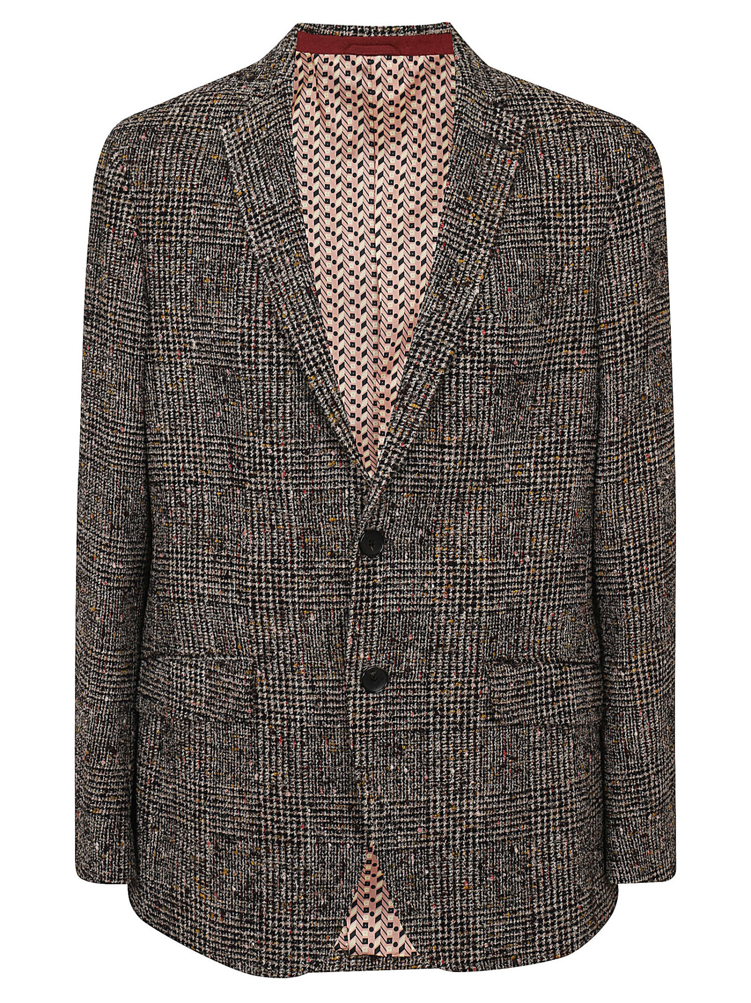 Etro Check Pattern Notch Lapel Jacket With Front Pockets In Brown