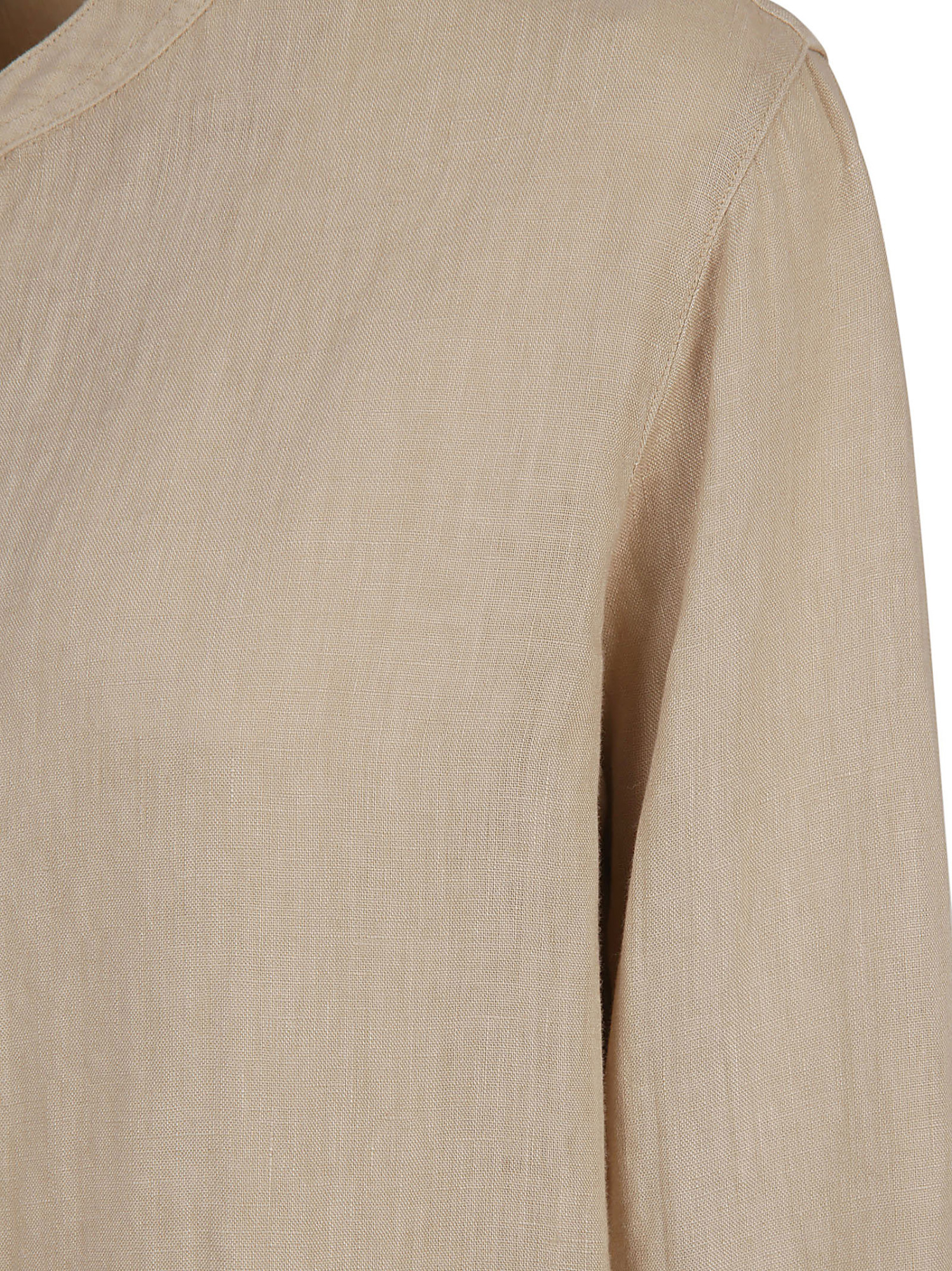 Fay Vegan Linen Shirt With Mandarin Collar In Nude