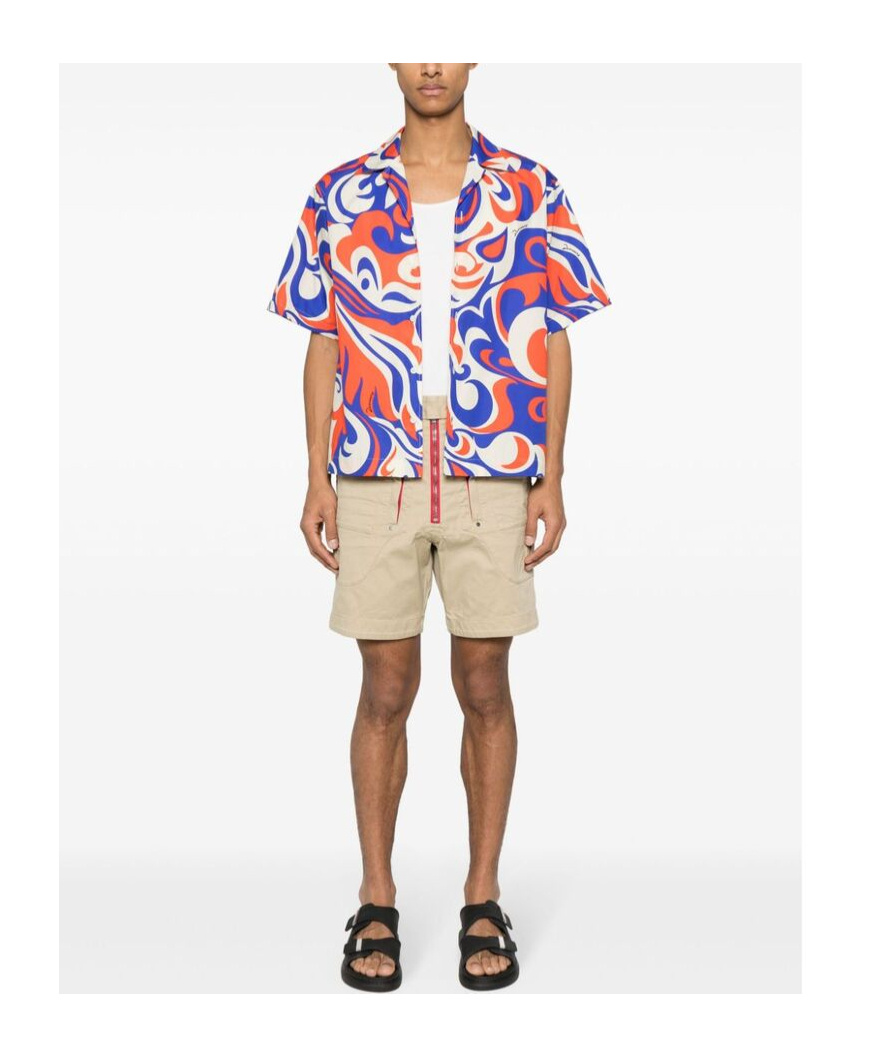 Dsquared2 Short Sleeve Tricolor Printed Shirt In Multi