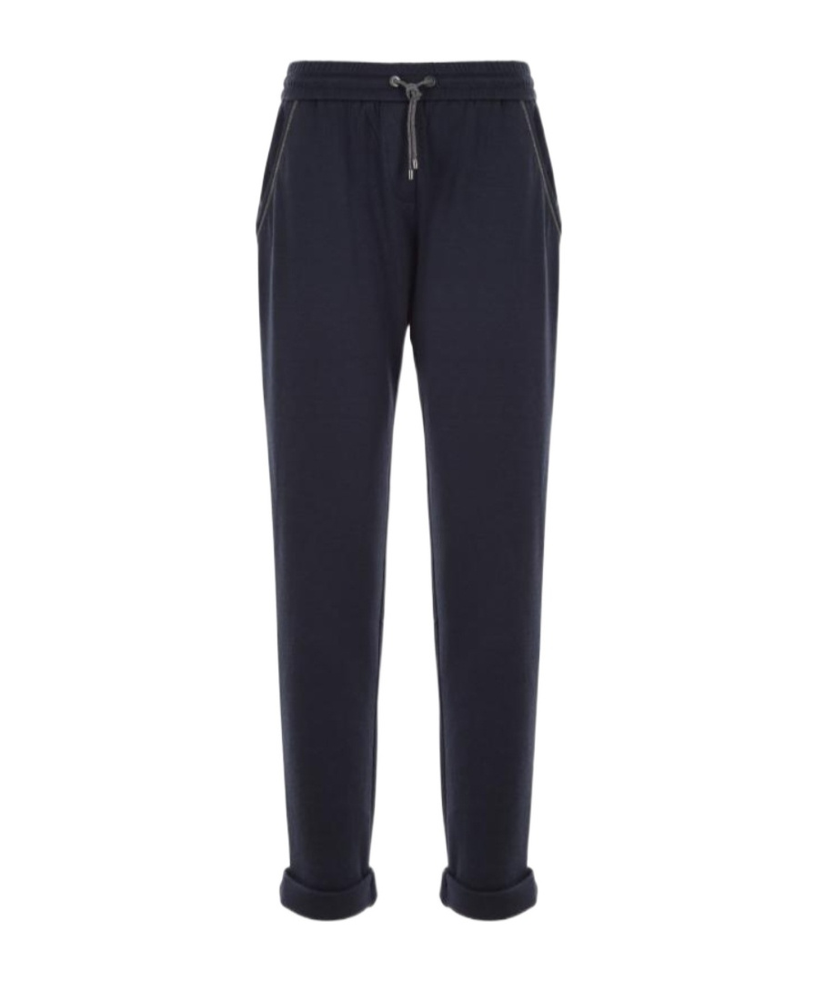Brunello Cucinelli Elasticated Straight Trousers In Black