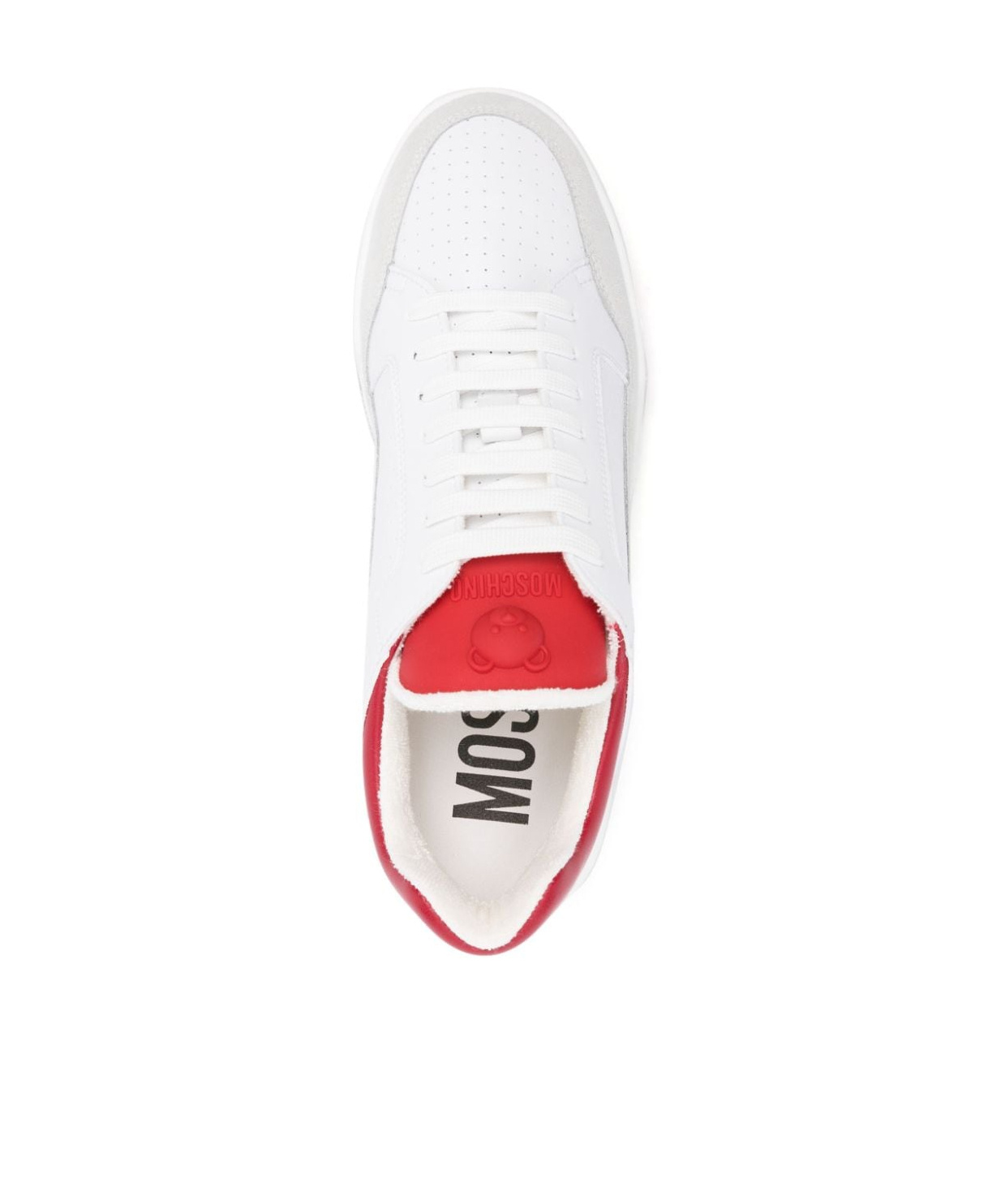 Moschino Contrasting Heel Leather Flatform Sneakers In White