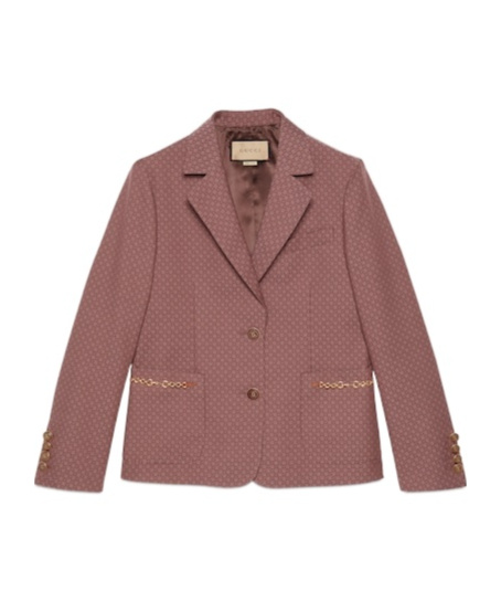 Gucci Gg Damier Horsebit-detail Blazer In Pink