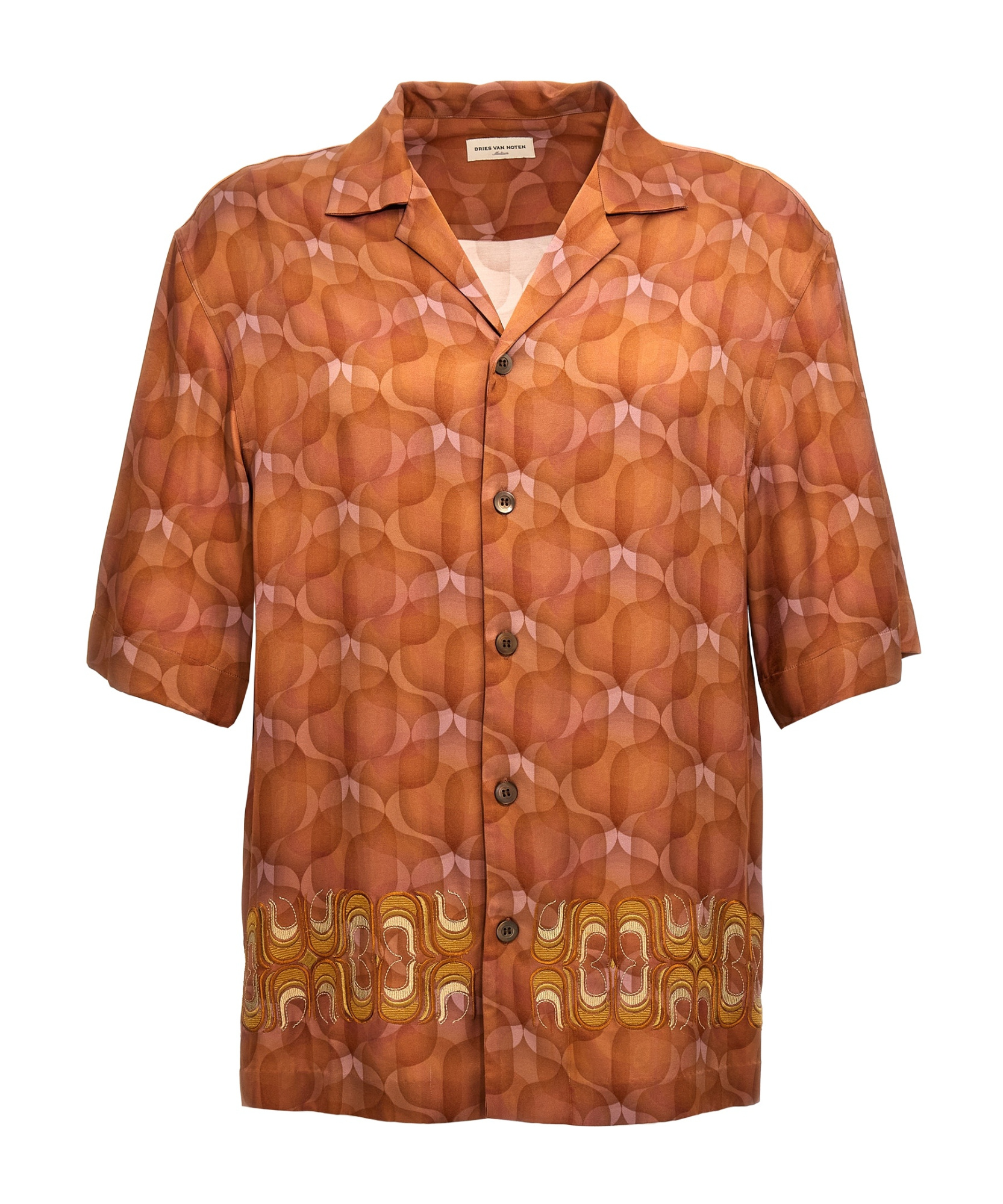 Dries Van Noten 'cassiemb' Geometric Embroidered Shirt In Brown
