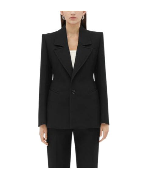 Bottega Veneta Single-breasted Long-sleeved Suit Jacket In Black