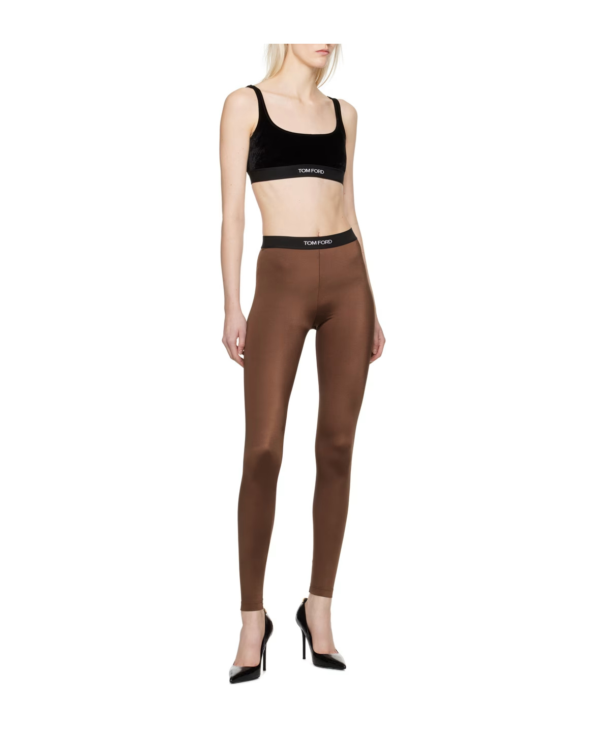 Tom Ford Brown Lustrous Signature Leggings In Green