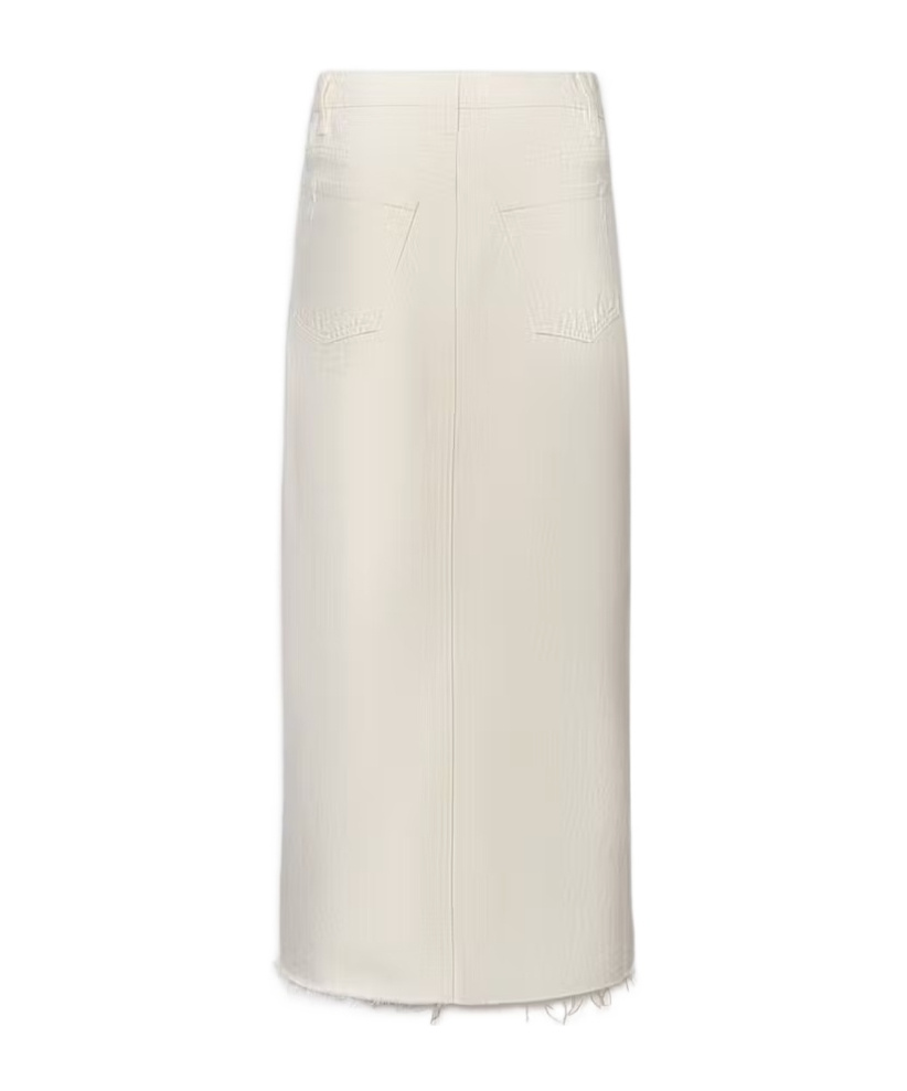 Frame The Midaxi Skirt Angled Seam Raw After Ecru Denim In White