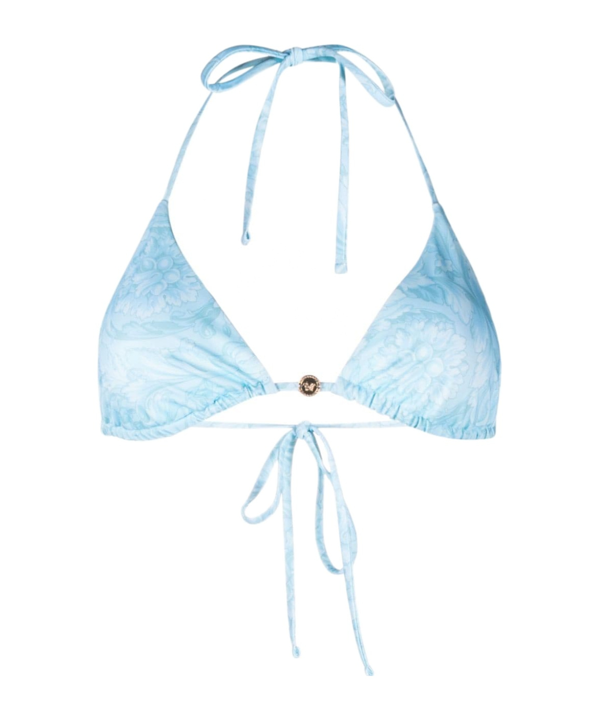 Versace Barocco-print Triangle Bikini Top In White