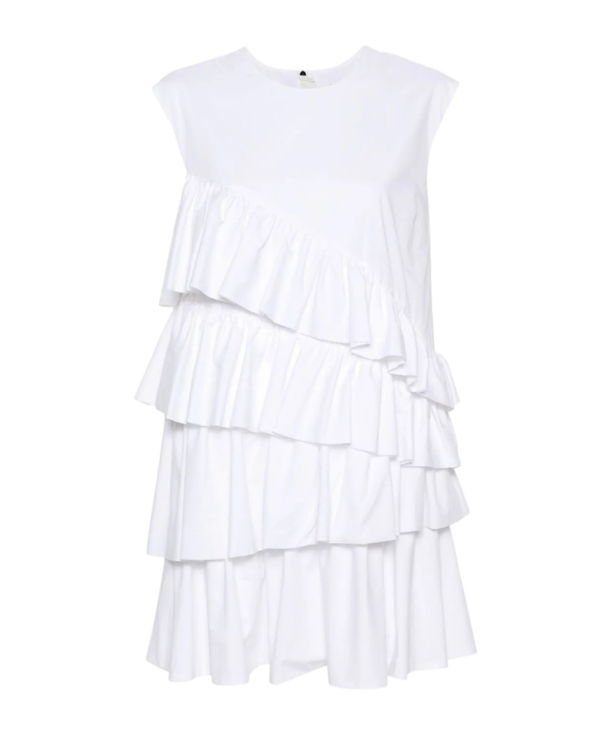 Msgm Tiered Ruffled Sleeveless Dress In White