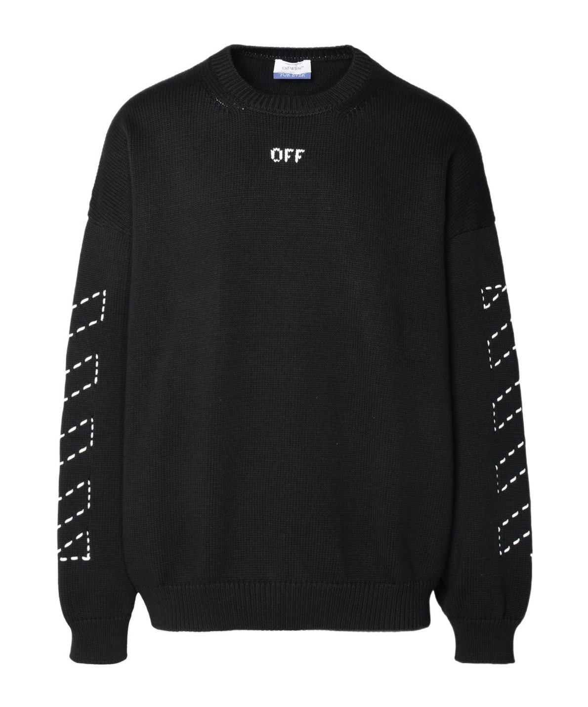 Off-white Regular Fit Jersey With Distinctive Logo And Textured Detailing In Black