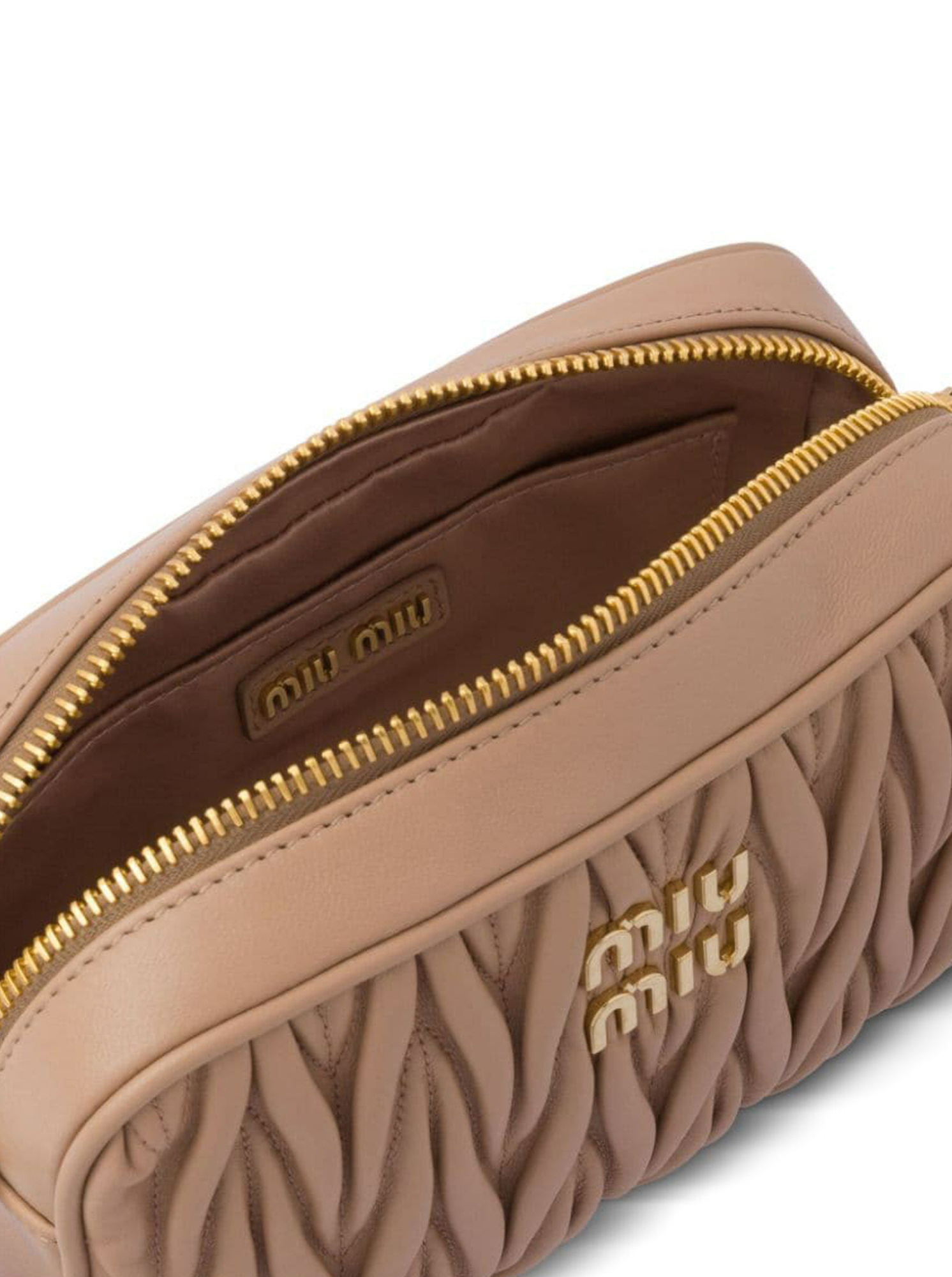 Miu Miu Matelassé Nappa Leather Shoulder Bag In Brown