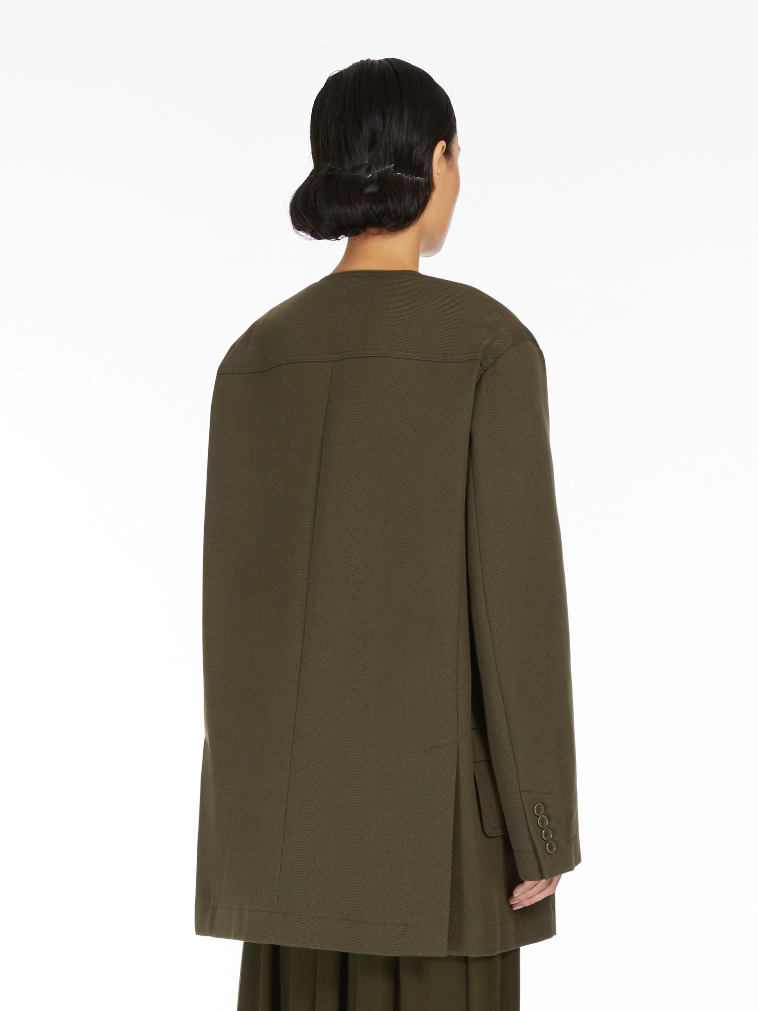 Max Mara Shirt-style Round-collar Casual Jacket In Green
