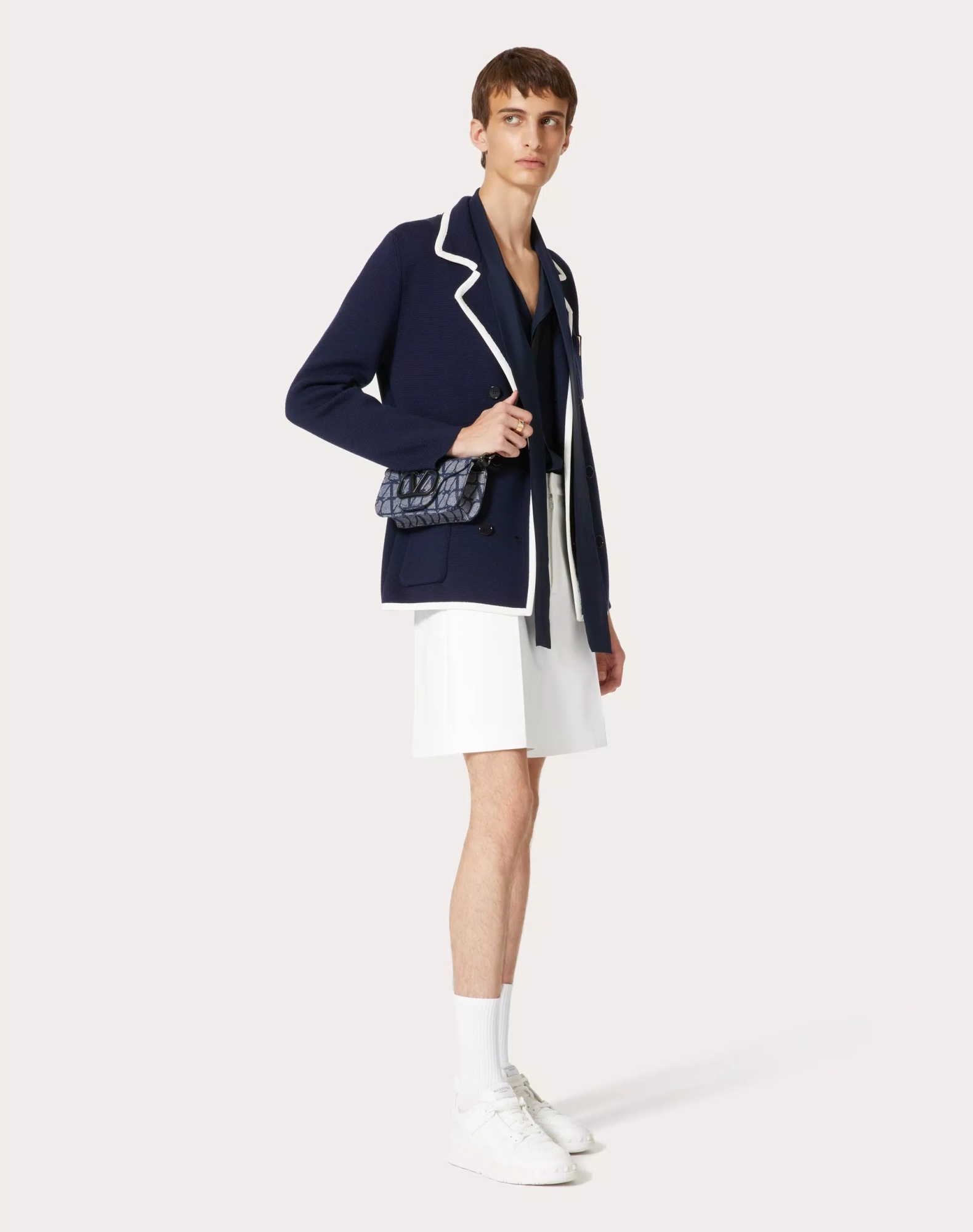 Valentino Wool Knit Jacket In Blue