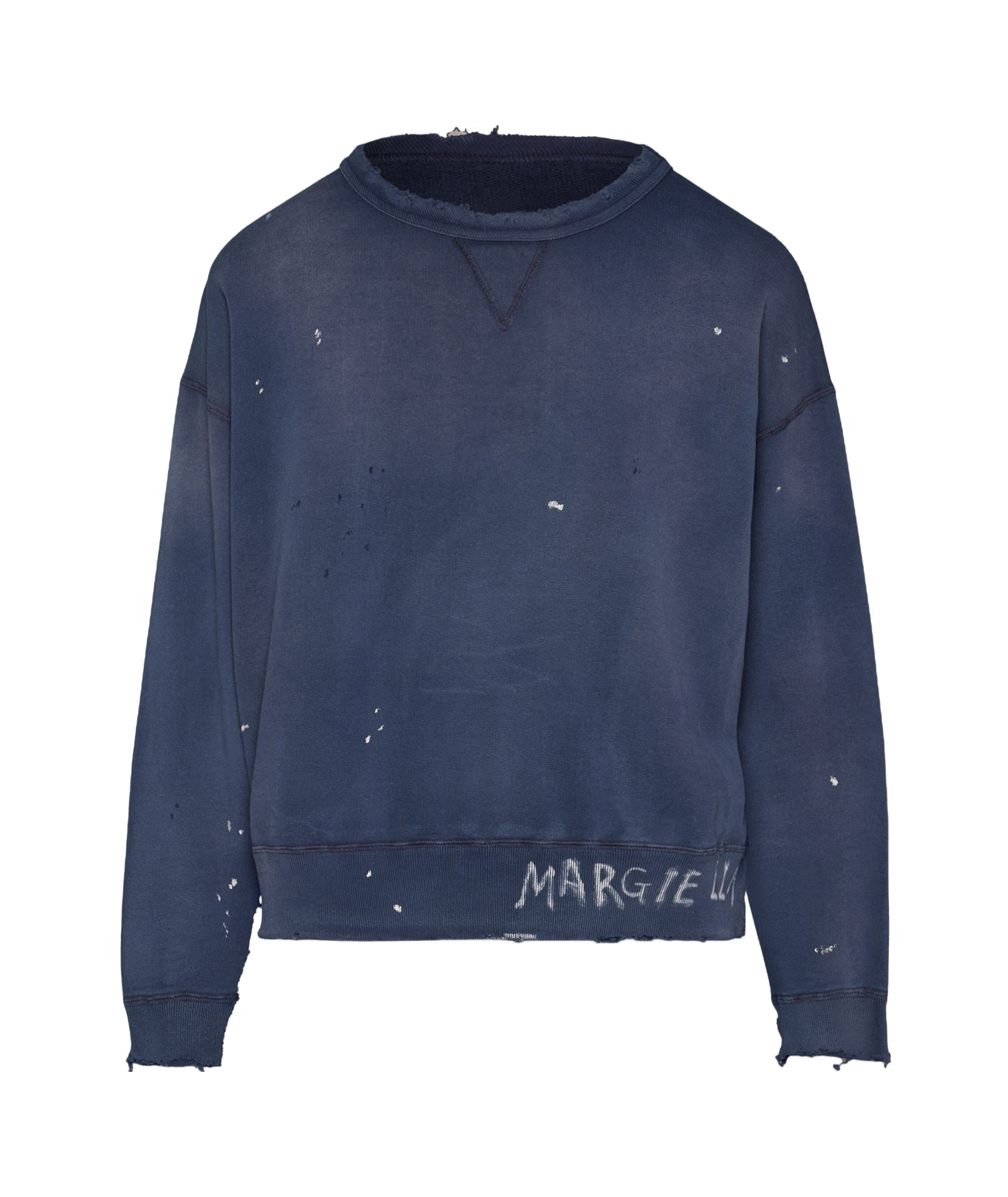 Maison Margiela Handwritten Cotton Sweatshirt In Blue