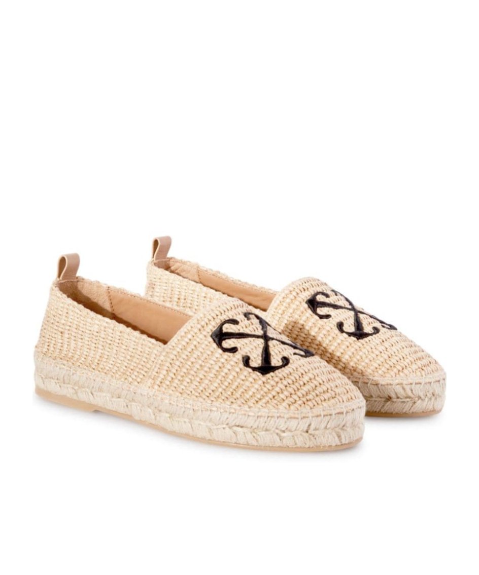 Shop Off-white Arrow Raffia Espadrilles In Nude