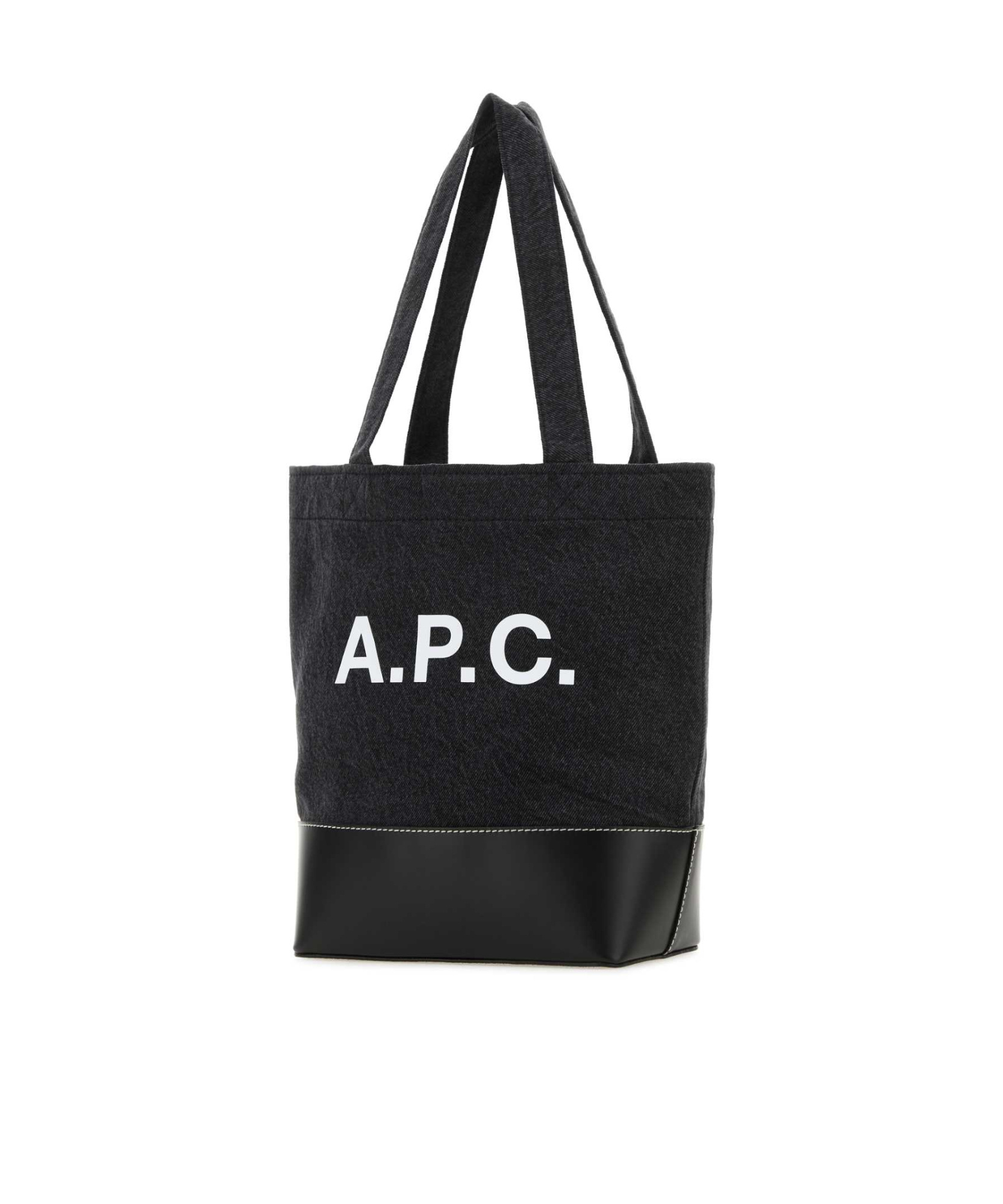 Apc Tote Ninon Small Leather Shopping Bag In Black