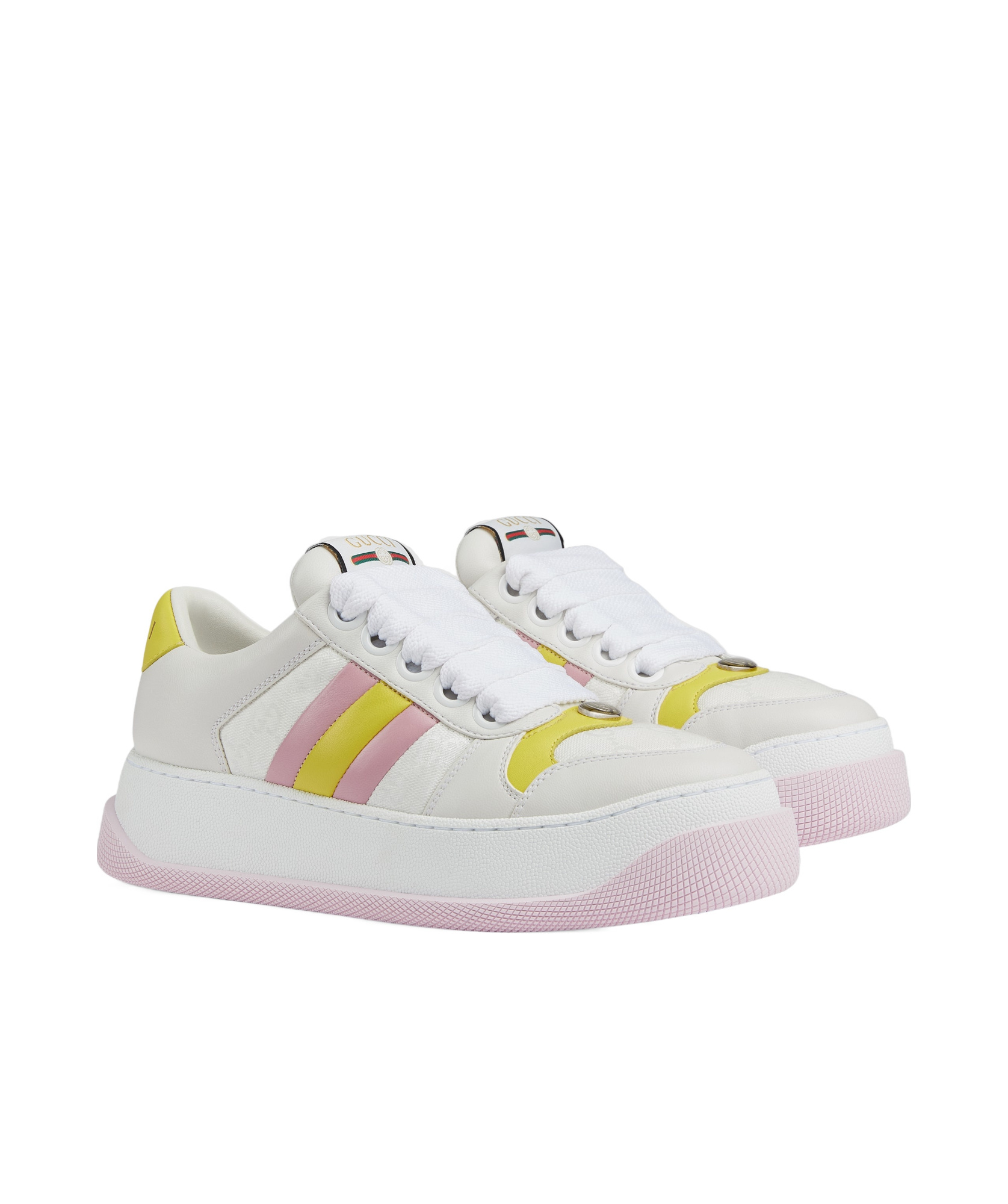 Gucci Screener Platform Sneakers In White