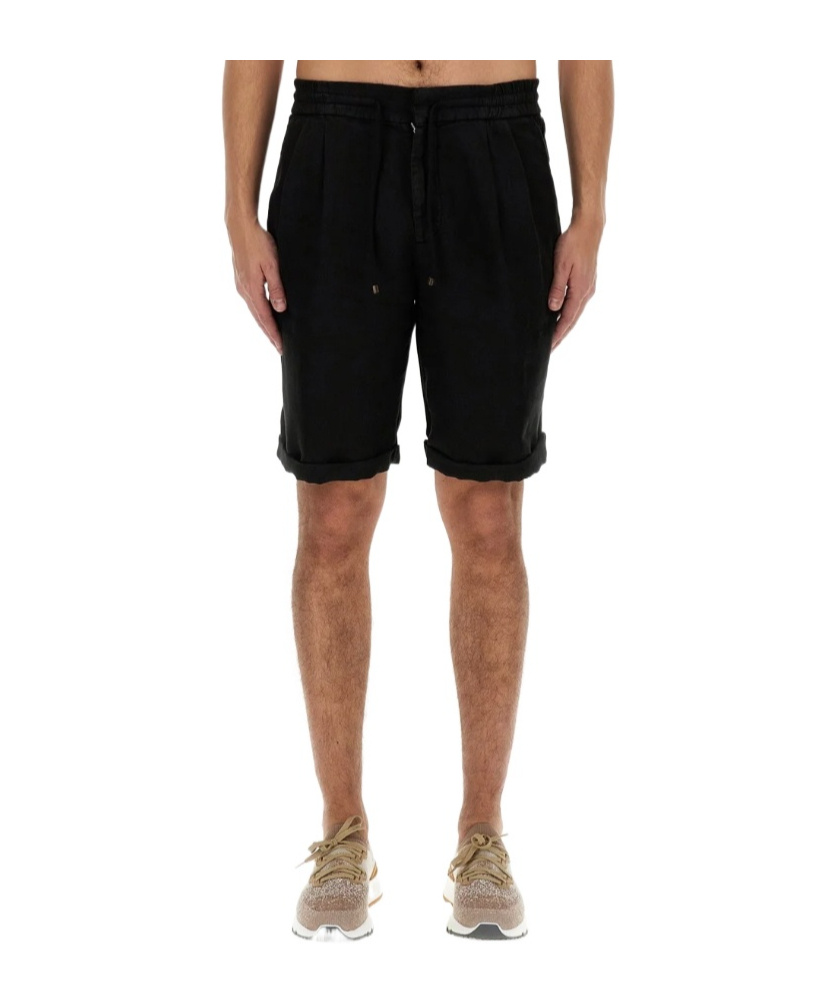 Brunello Cucinelli Elasticated Knee High Shorts In Black
