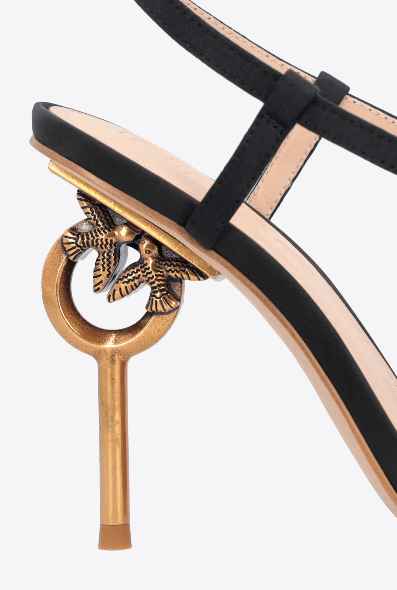 Pinko Love Birds Heeled Satin Sandals In Black