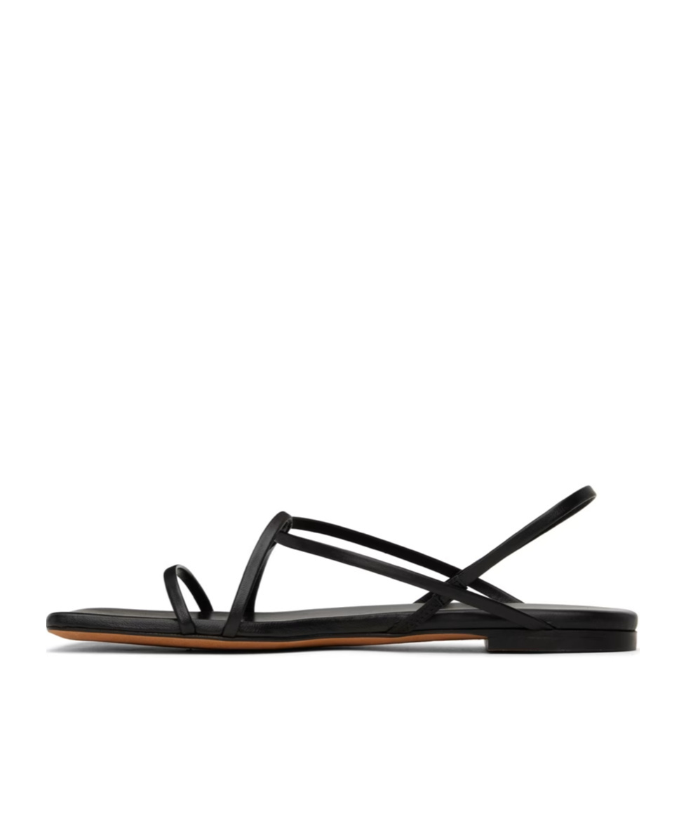 Proenza Schouler Black Square Strappy Flat Sandals In Black