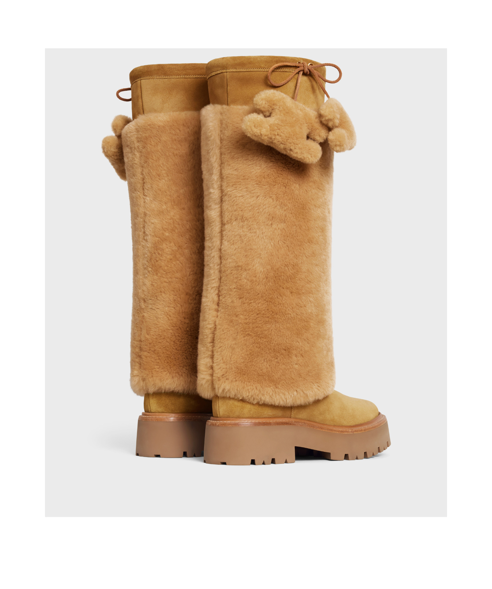 Celine Bulky Trimphe Round-head Boots In Brown
