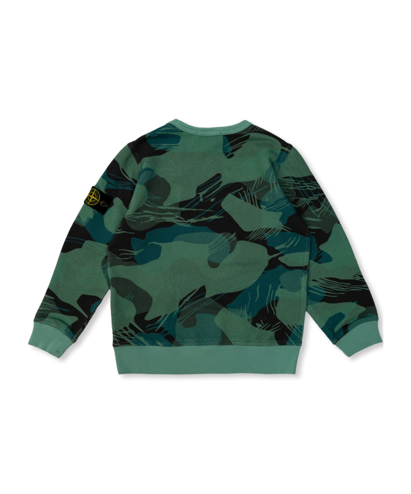 Stone Island Compass-badge Camouflage Sweatshirt In Emerald