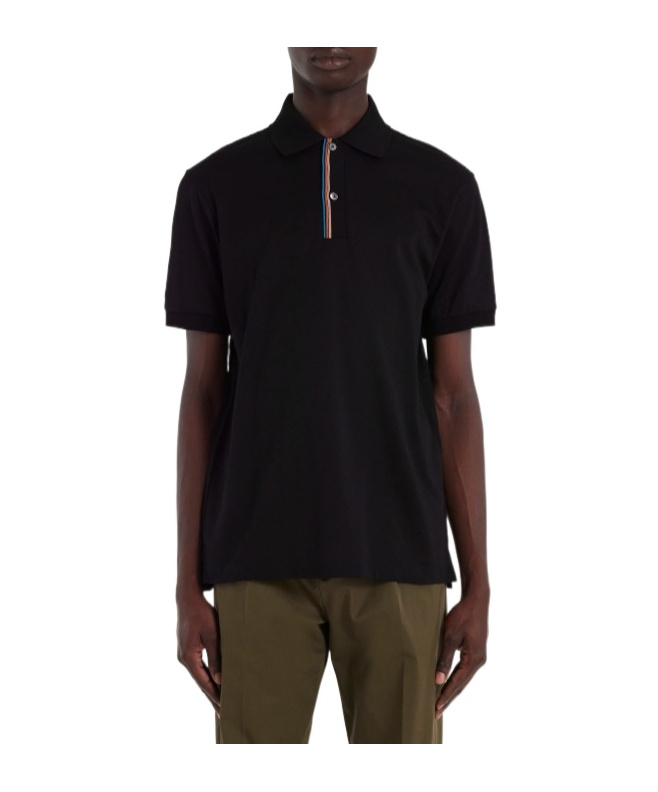 Paul Smith Rainbow-stripe Cotton Polo Shirt In Black