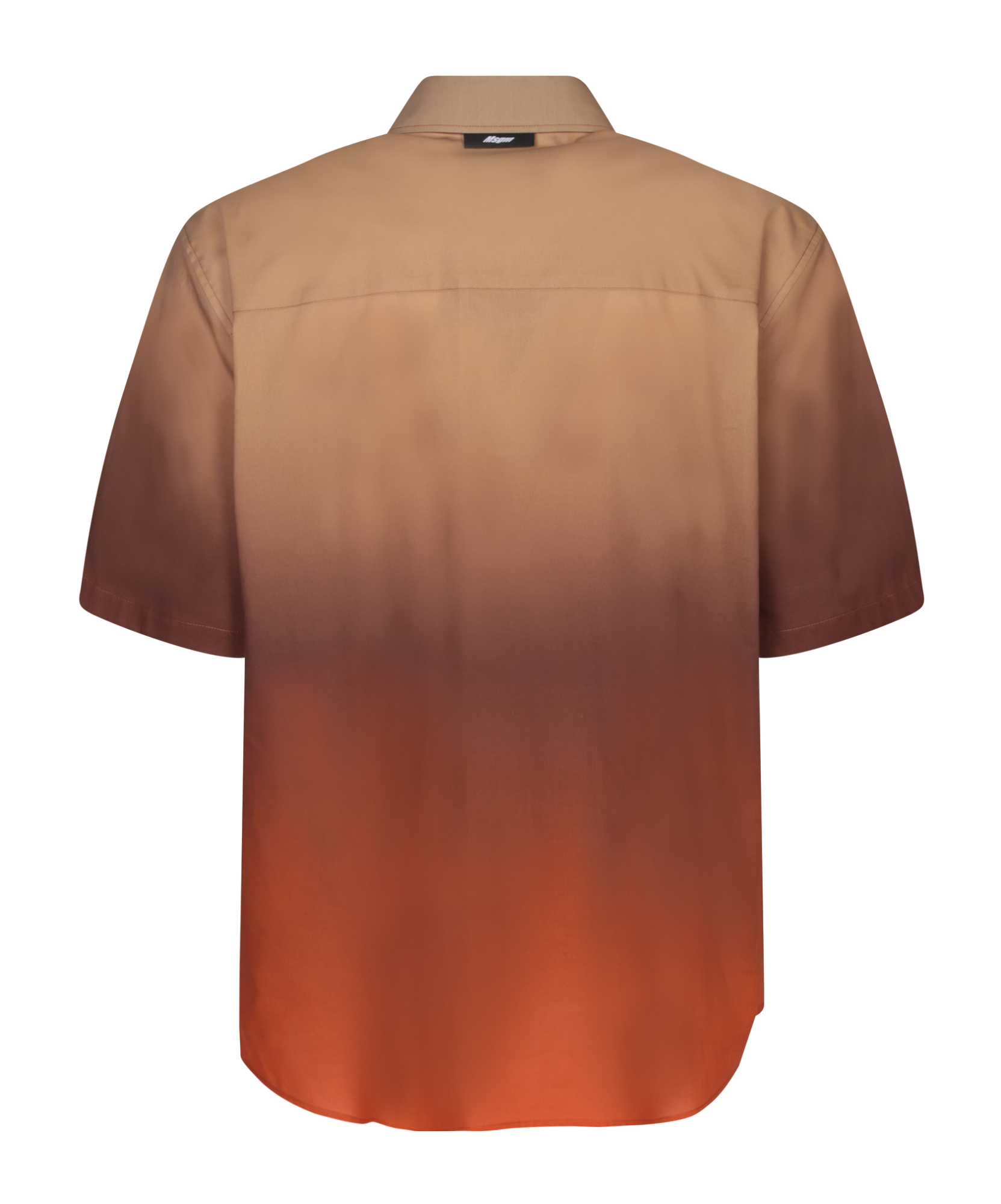 Msgm Gradient Button-down Shirt With Curved Hem Pocket In Brown