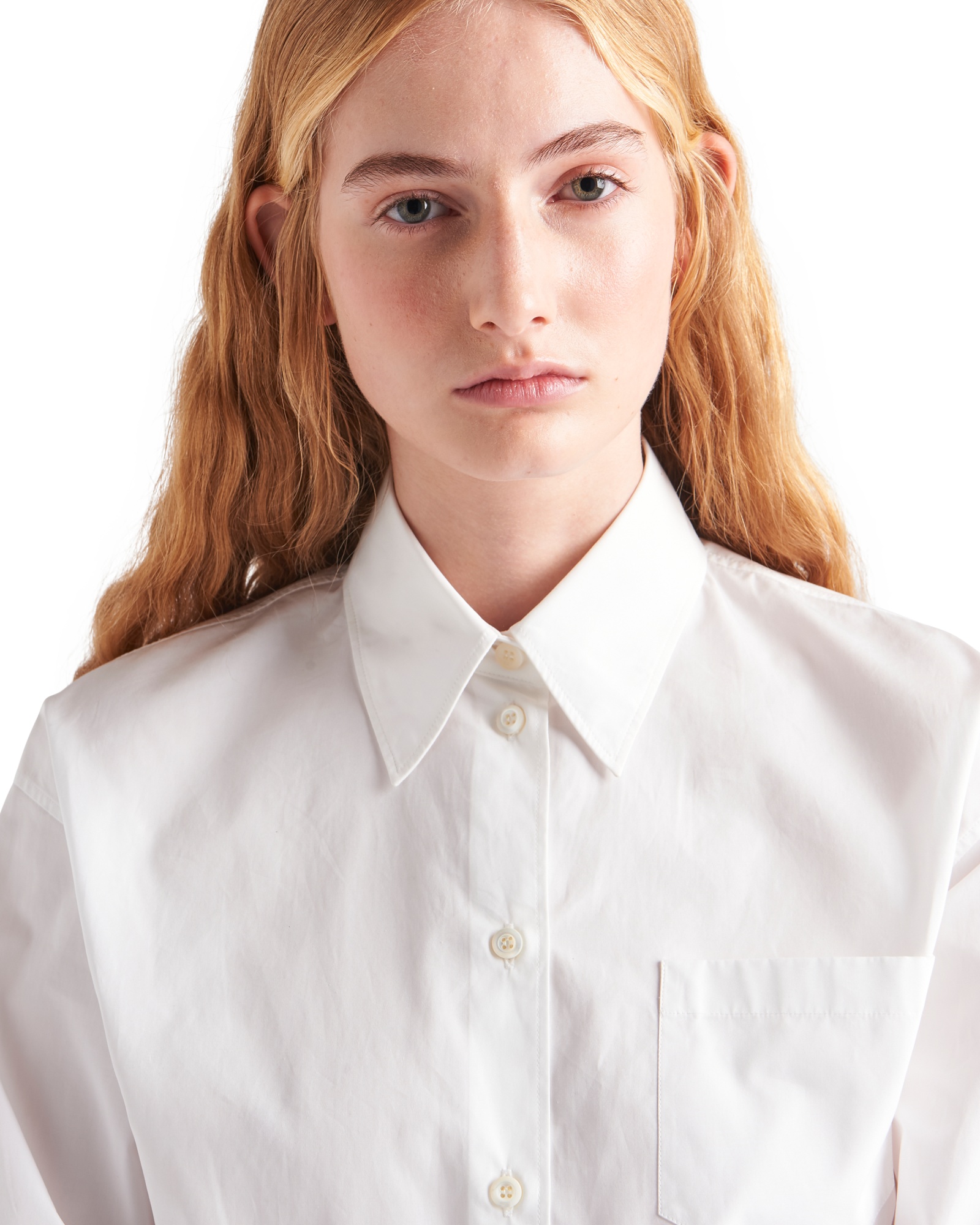 Prada Chest-pocket Button-down Shirt In White