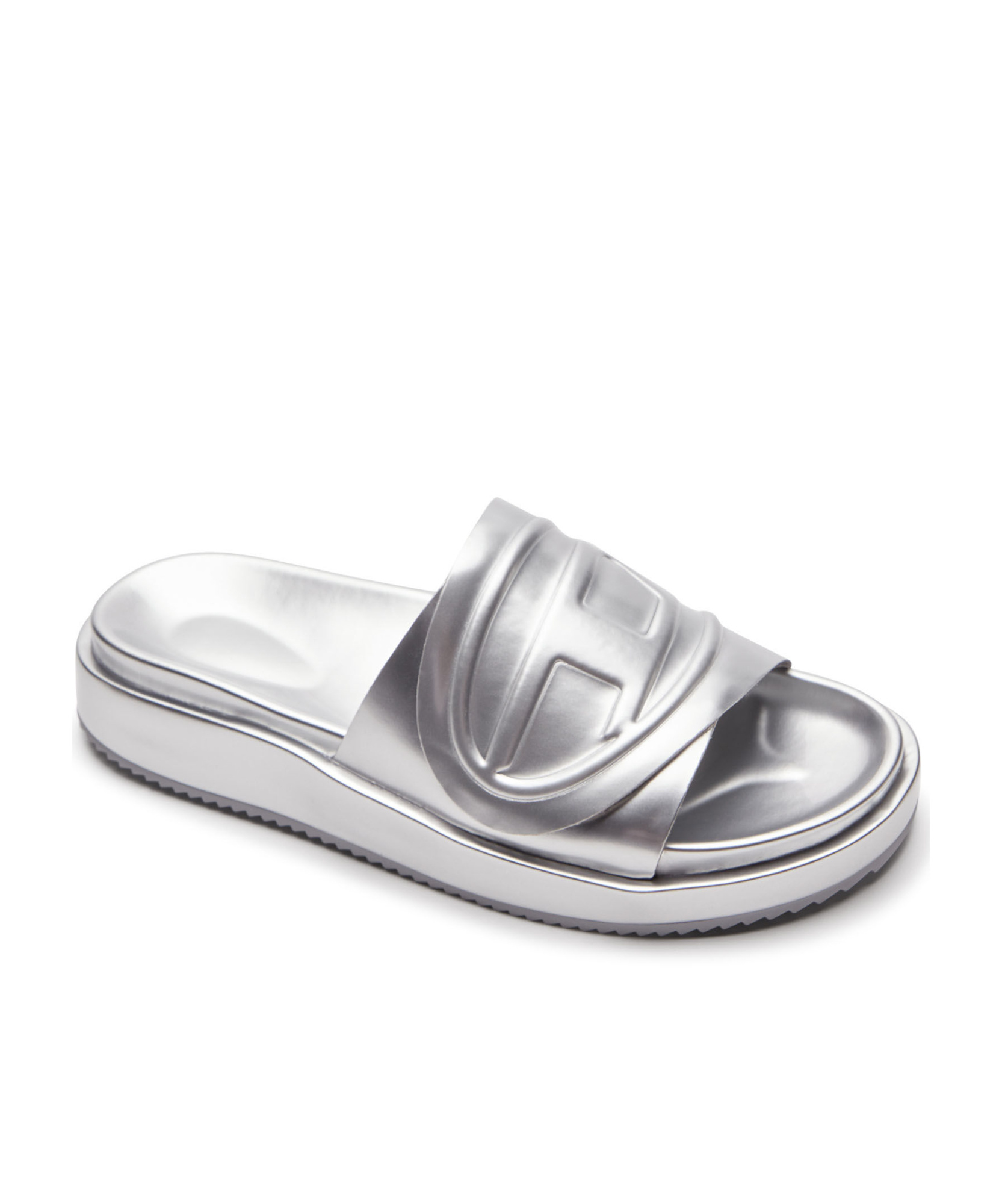 Diesel Oval D Slide Sandal In Gray