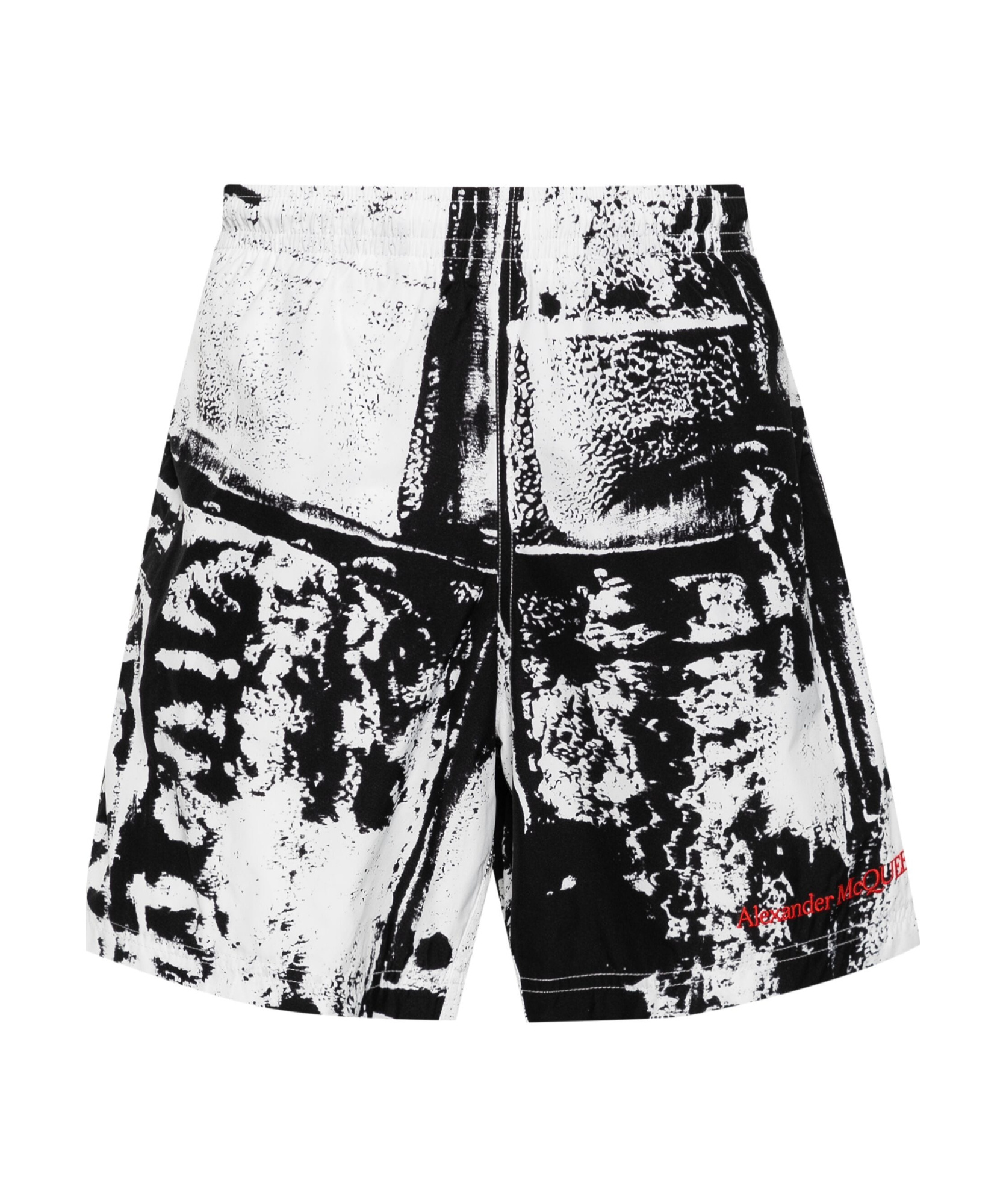 Alexander Mcqueen Abstract-print Swim Shorts In Gold