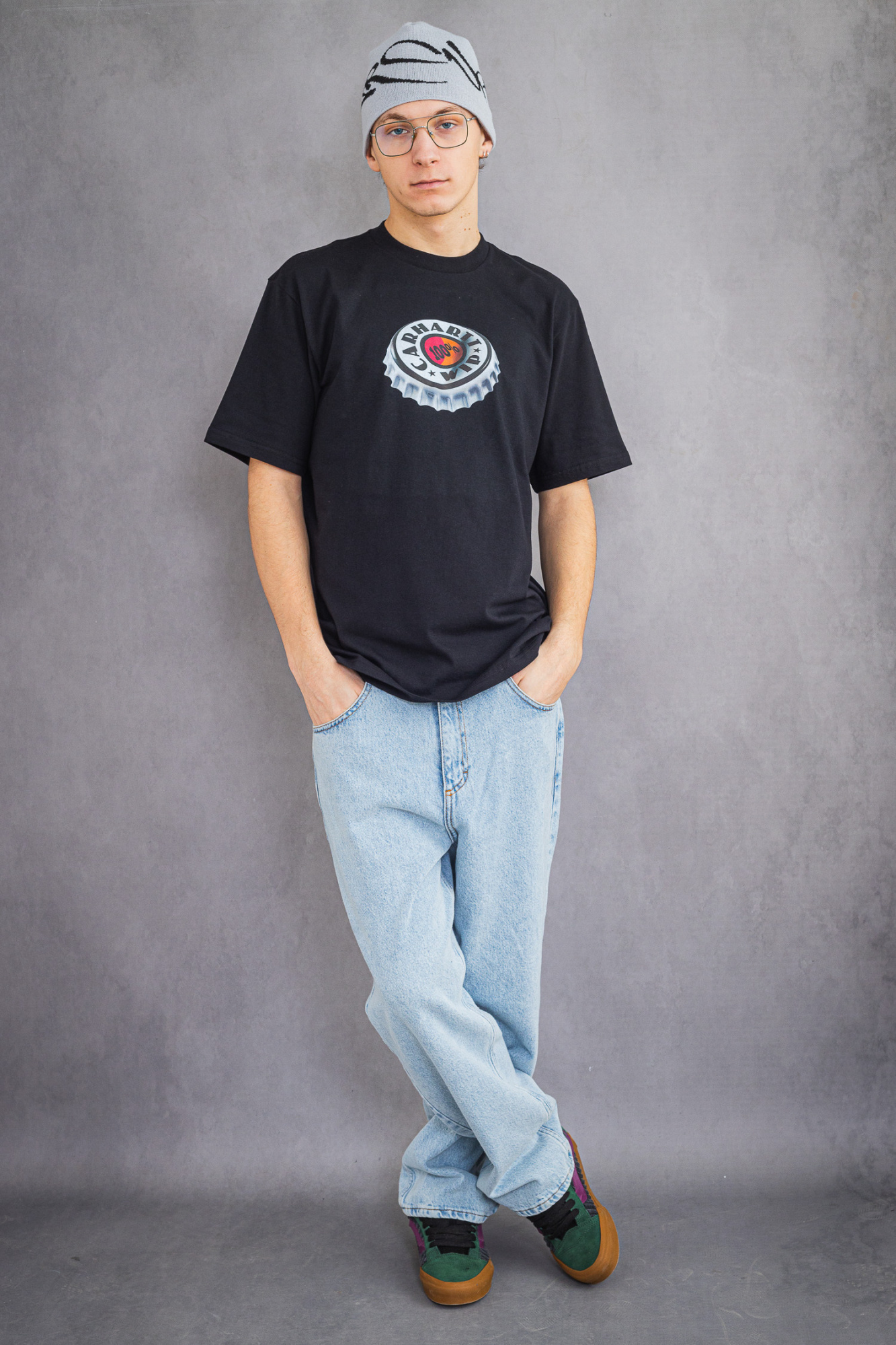 Carhartt Bottle Cap Organic Cotton T-shirt In Black