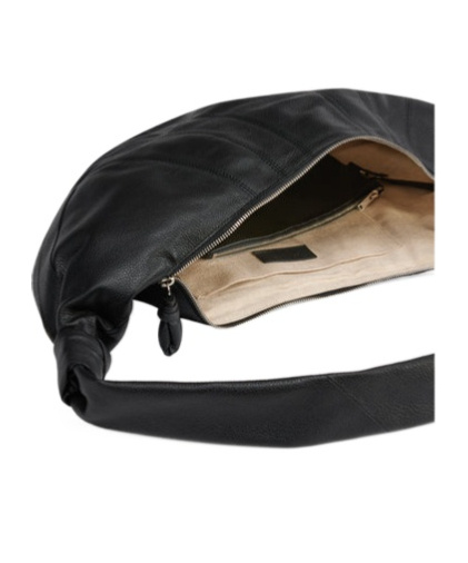 Lemaire Curved-edge Leather Shoulder Bag In Black